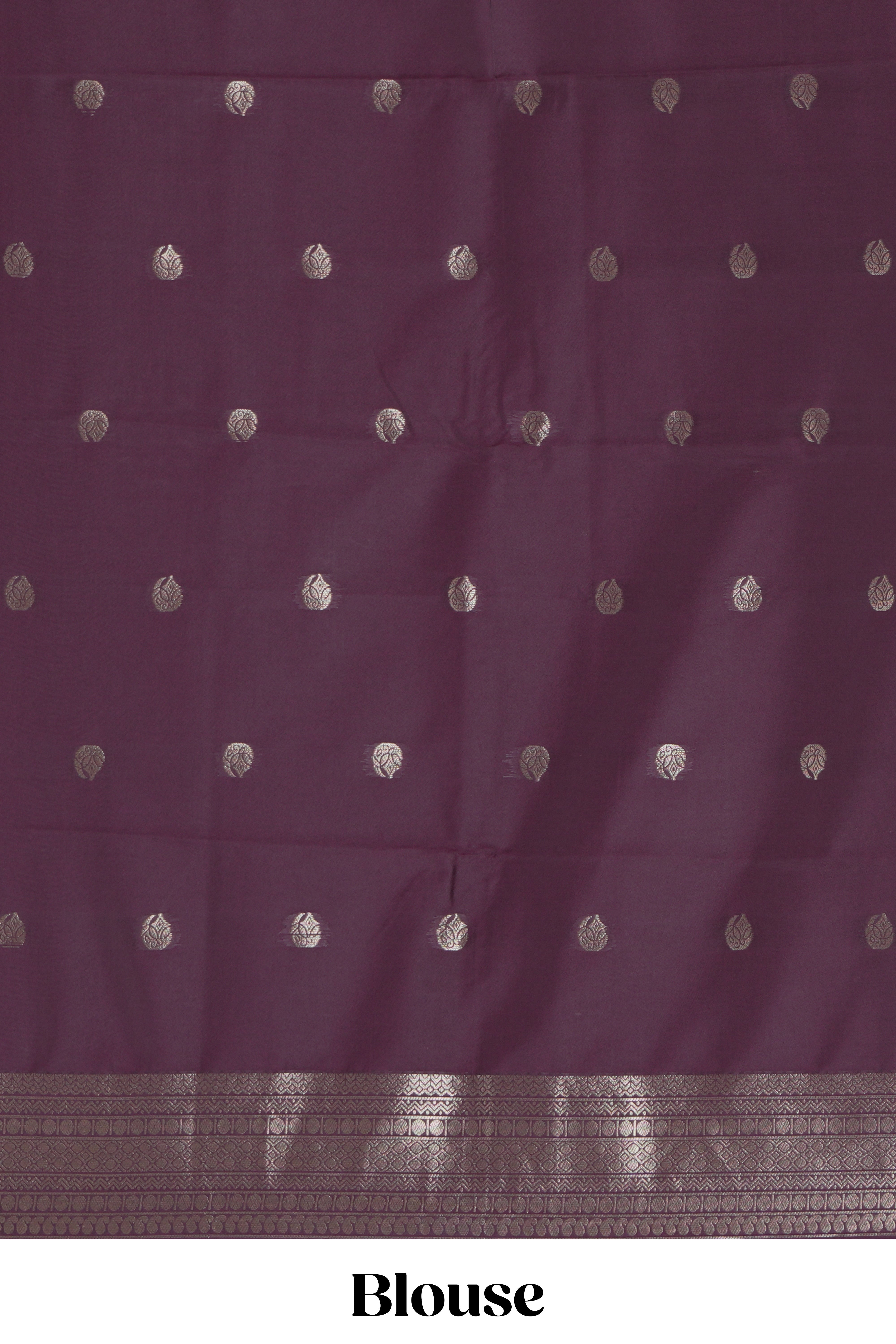 Deep purple floral design zari motifs kathan silk saree with self zari border and motifs blouse