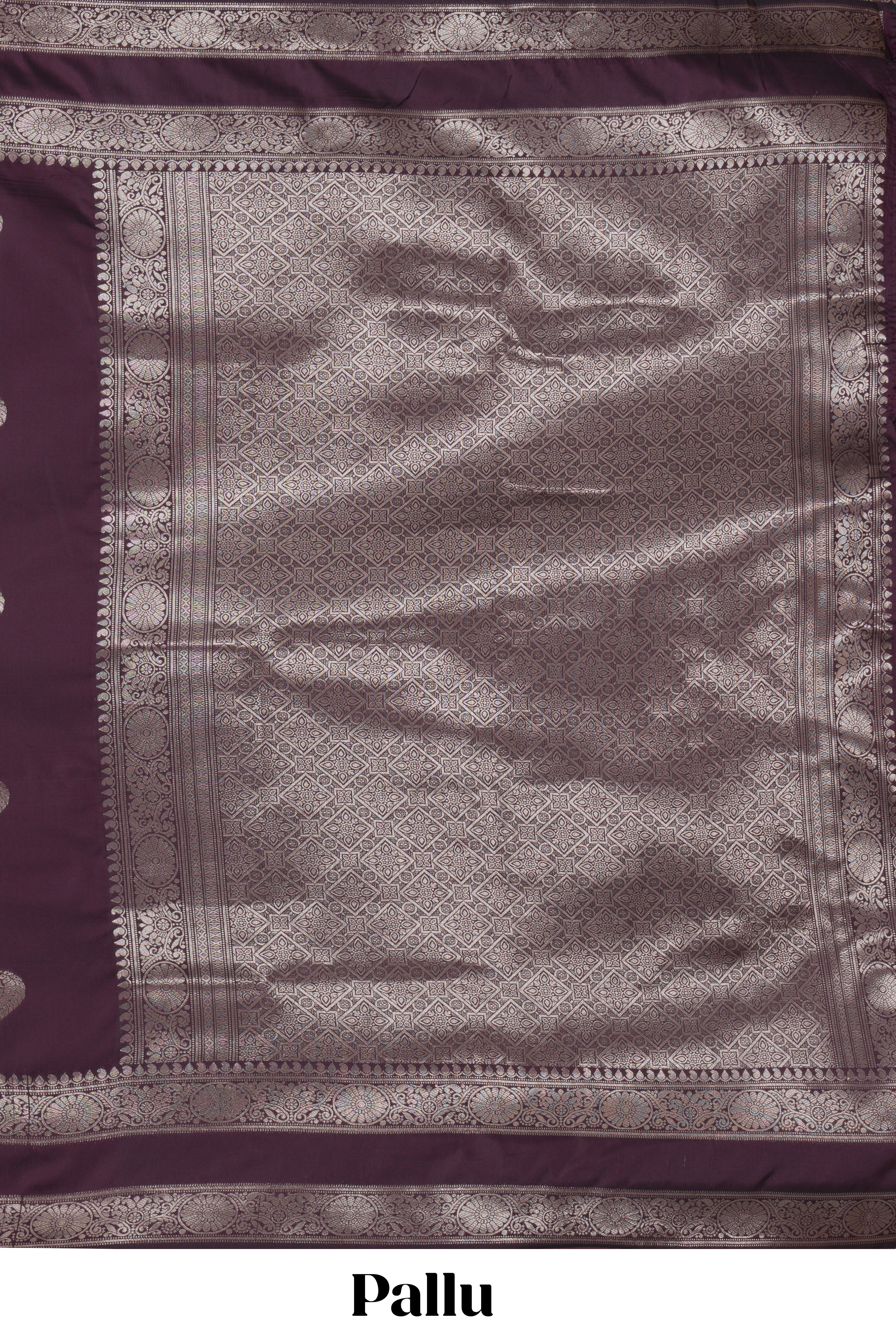 Deep purple zari butta kathan silk saree with self zari bentex border and motifs blouse