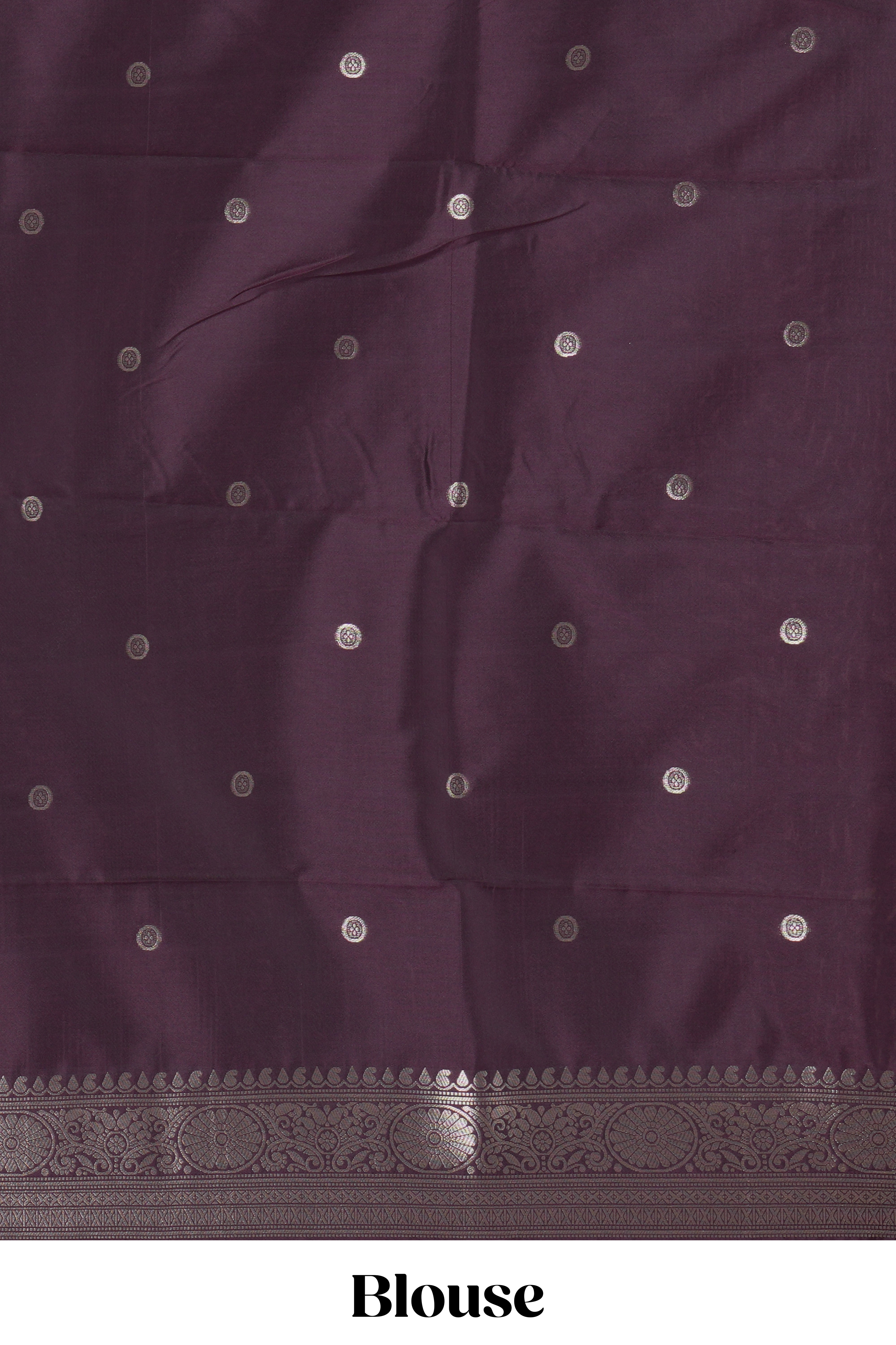 Deep purple zari butta kathan silk saree with self zari bentex border and motifs blouse