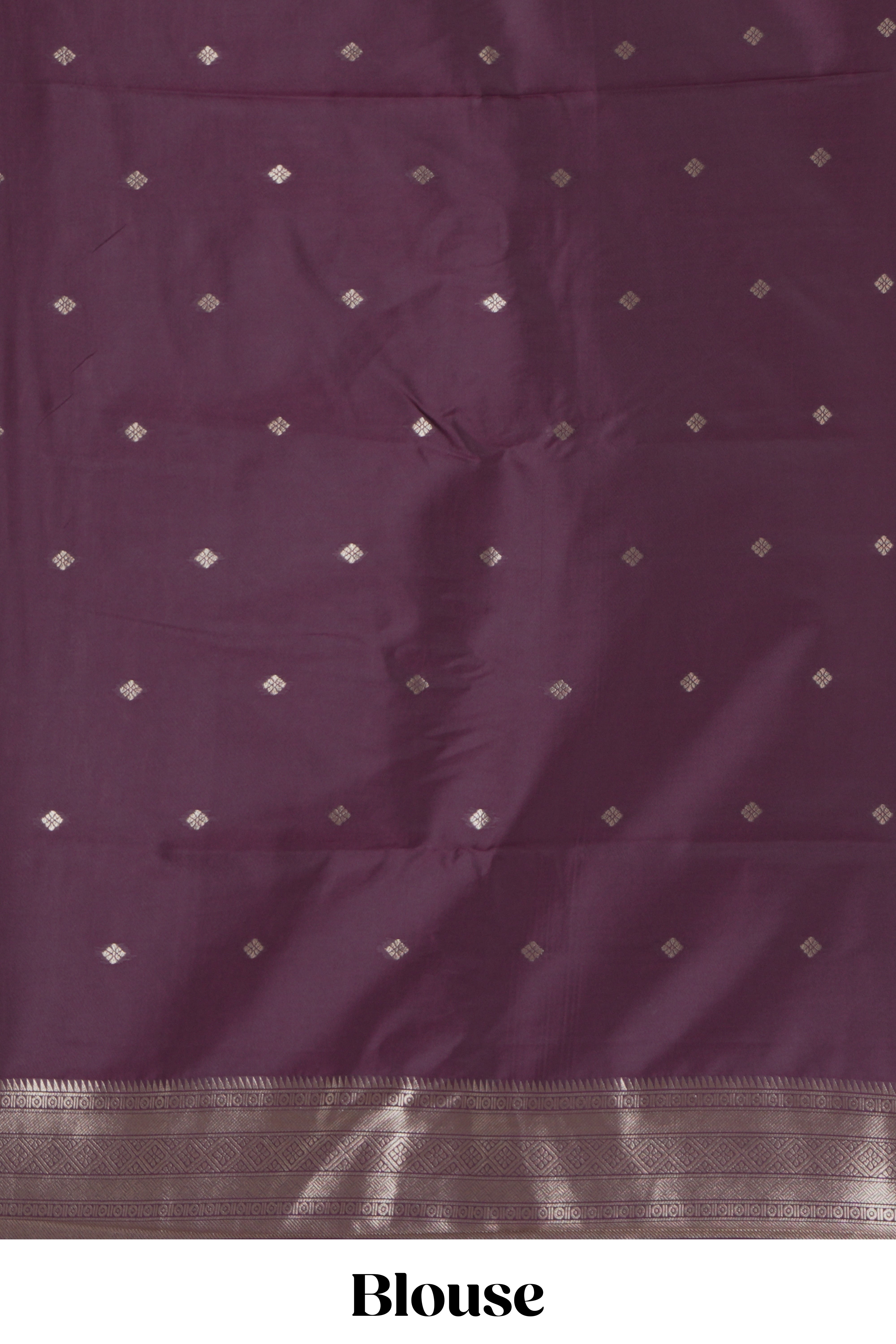 Deep purple deer, elephant & tree zari design kathan silk saree with self zari border and motifs blouse