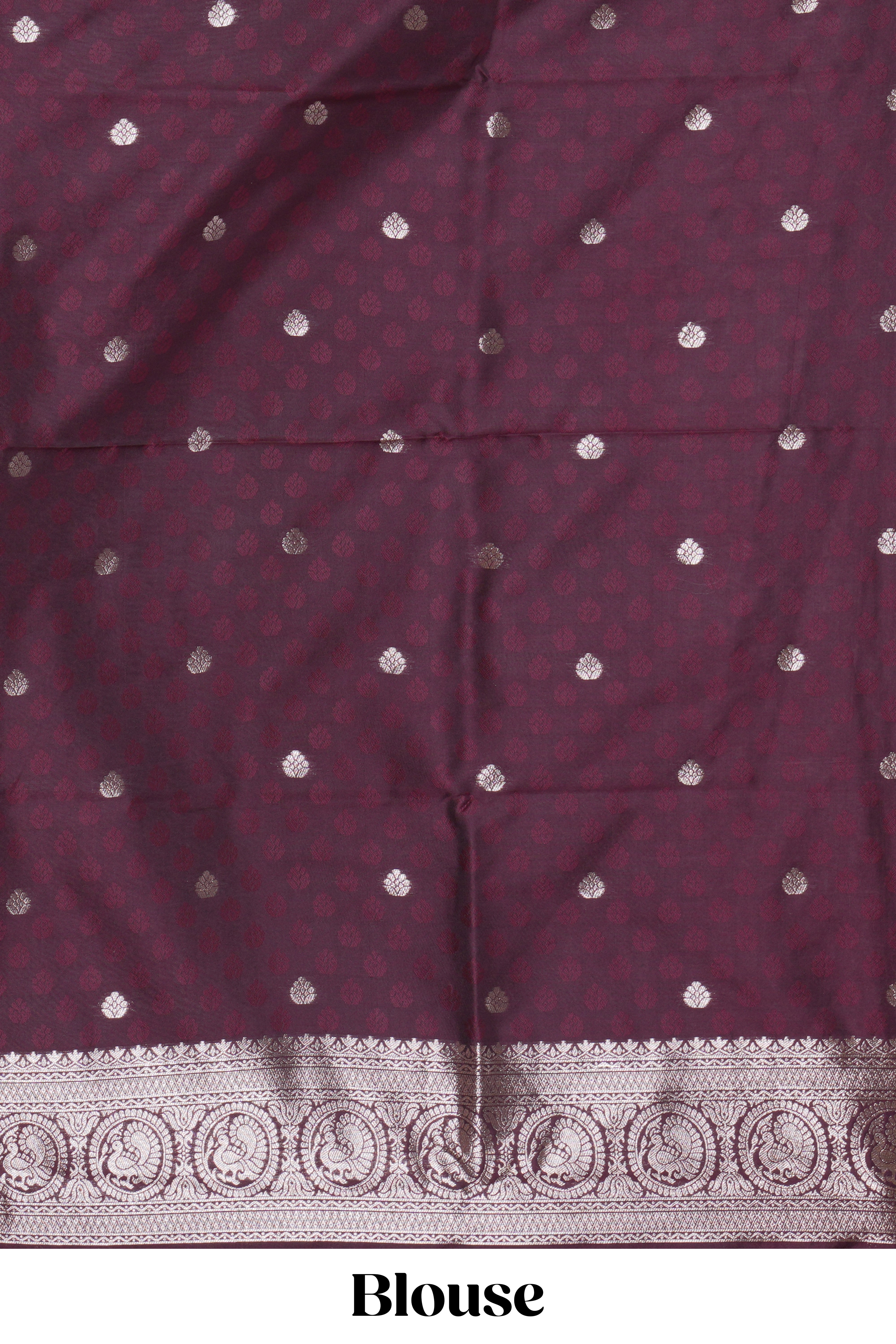 Deep brown stripes zari motifs design kathan silk saree with self zari border and motifs blouse