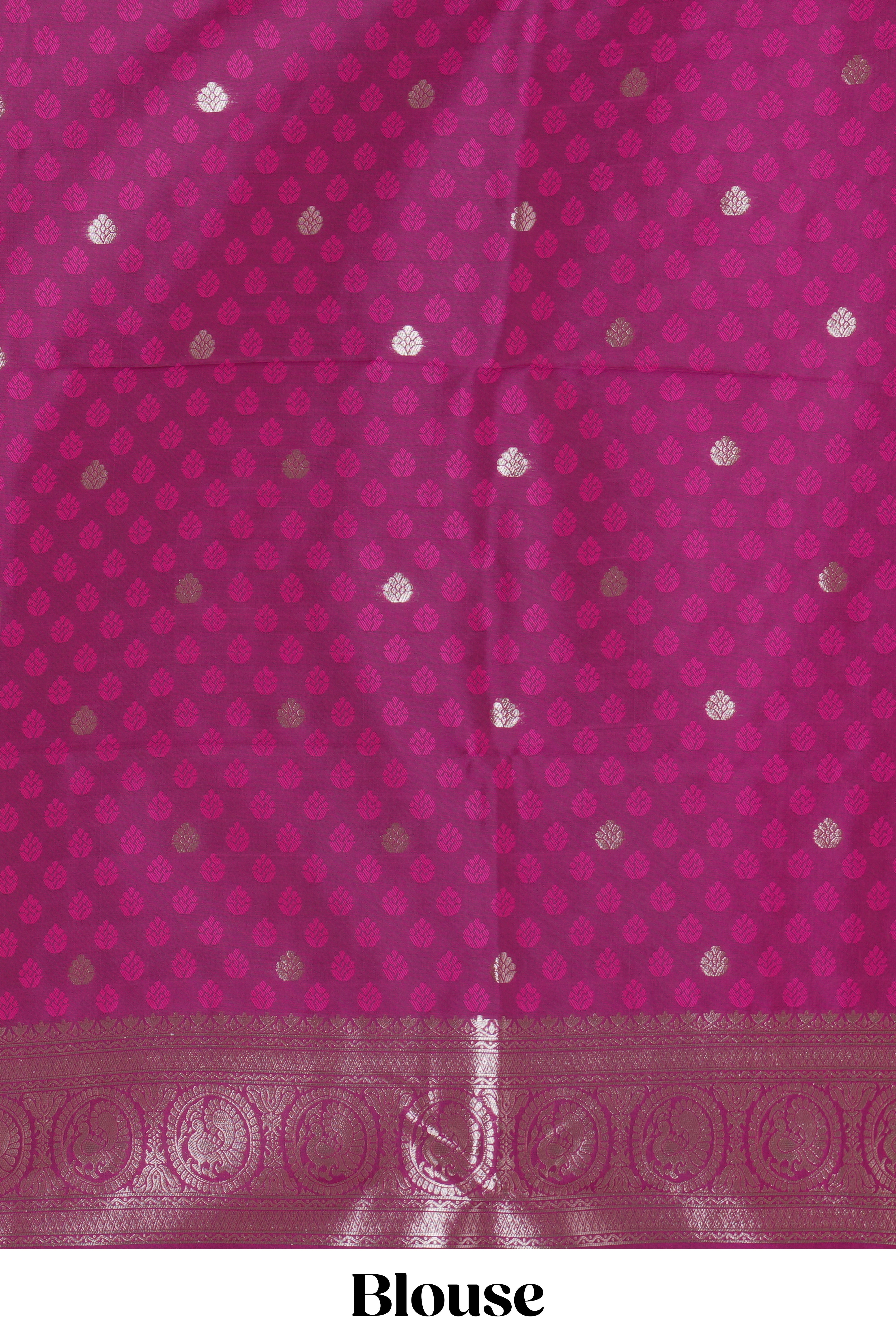Magenta stripes zari motifs design kathan silk saree with self zari border and motifs blouse