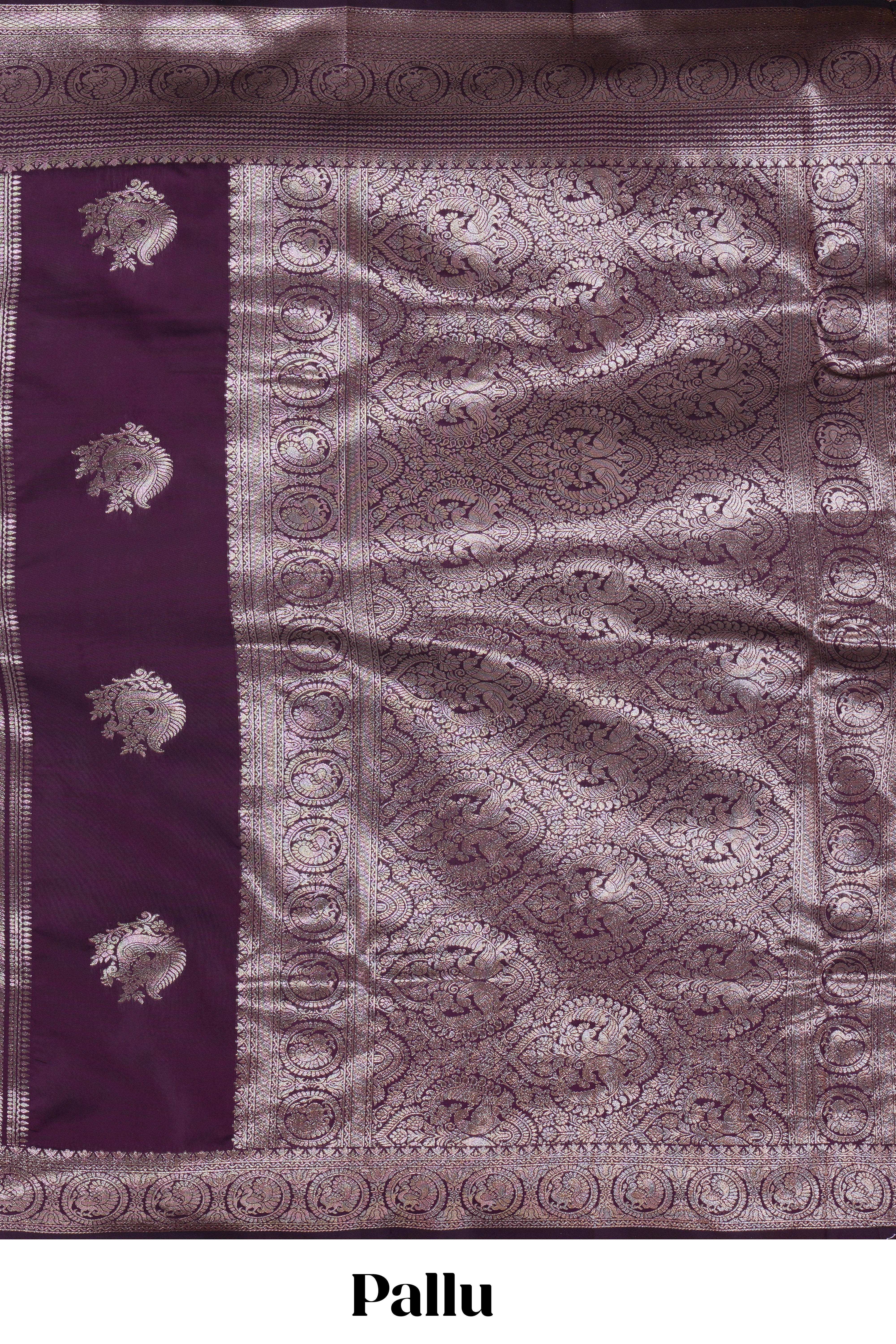 Purple stripes zari motifs design kathan silk saree with self zari border and motifs blouse