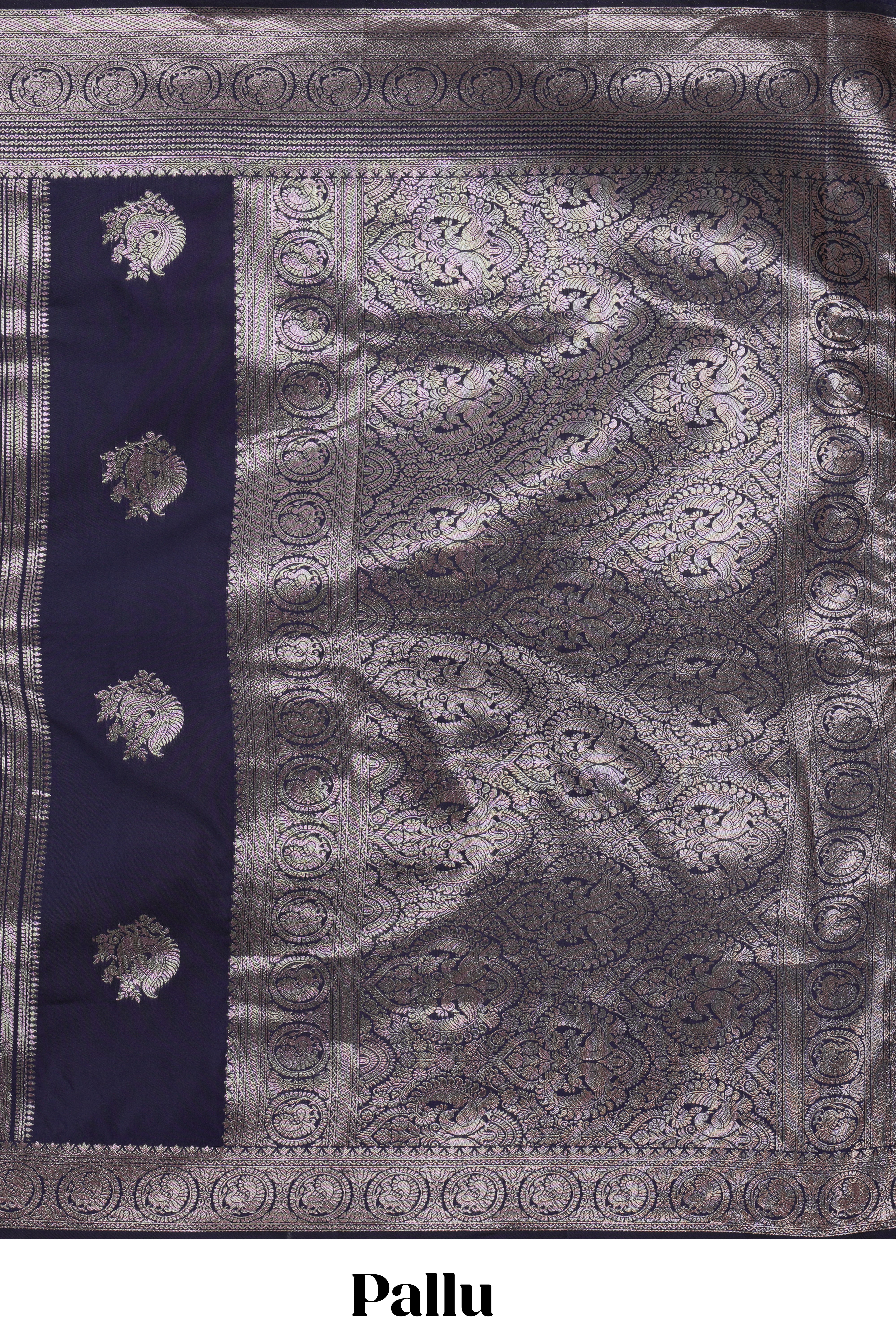 Blue stripes zari motifs design kathan silk saree with self zari border and motifs blouse