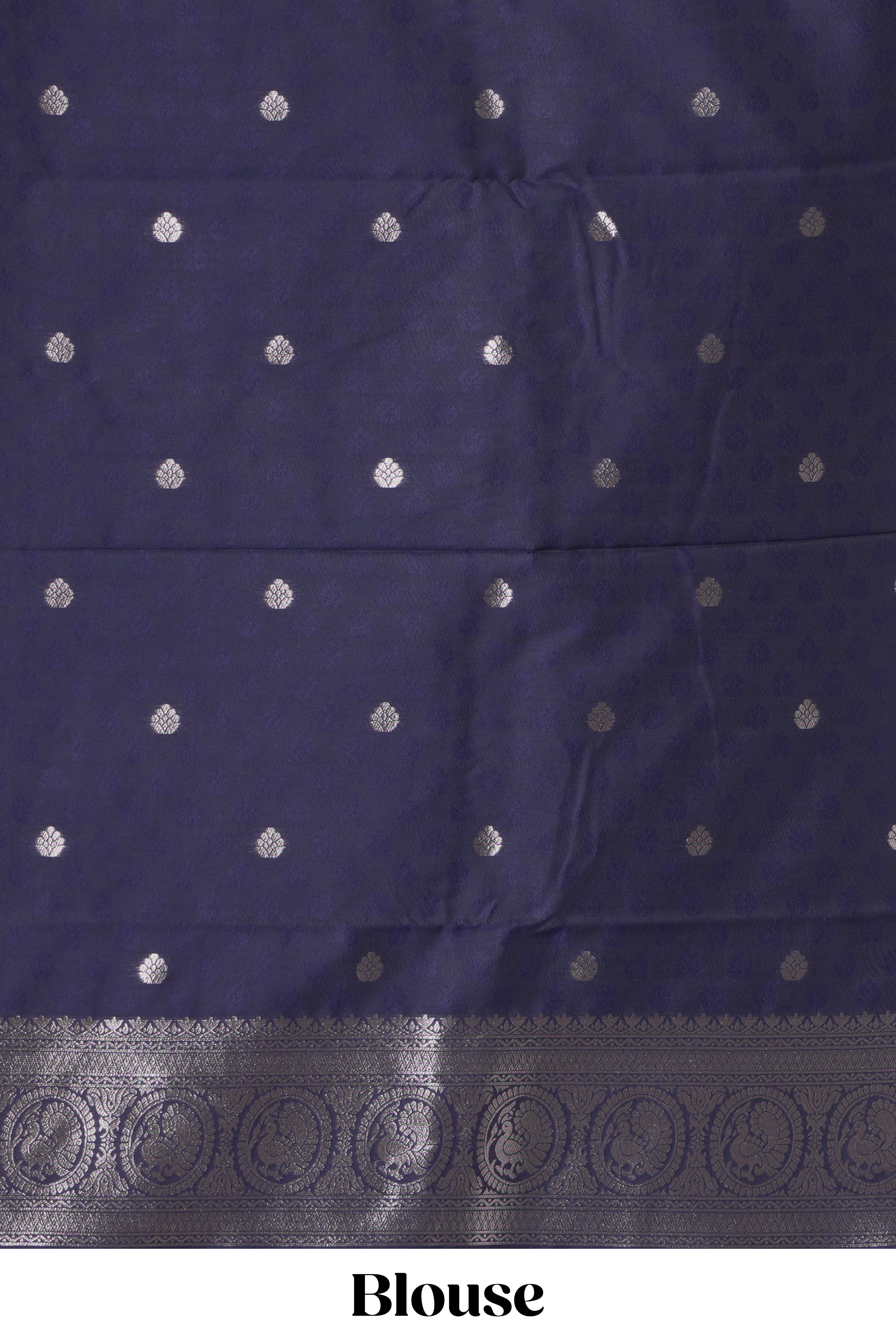 Blue stripes zari motifs design kathan silk saree with self zari border and motifs blouse