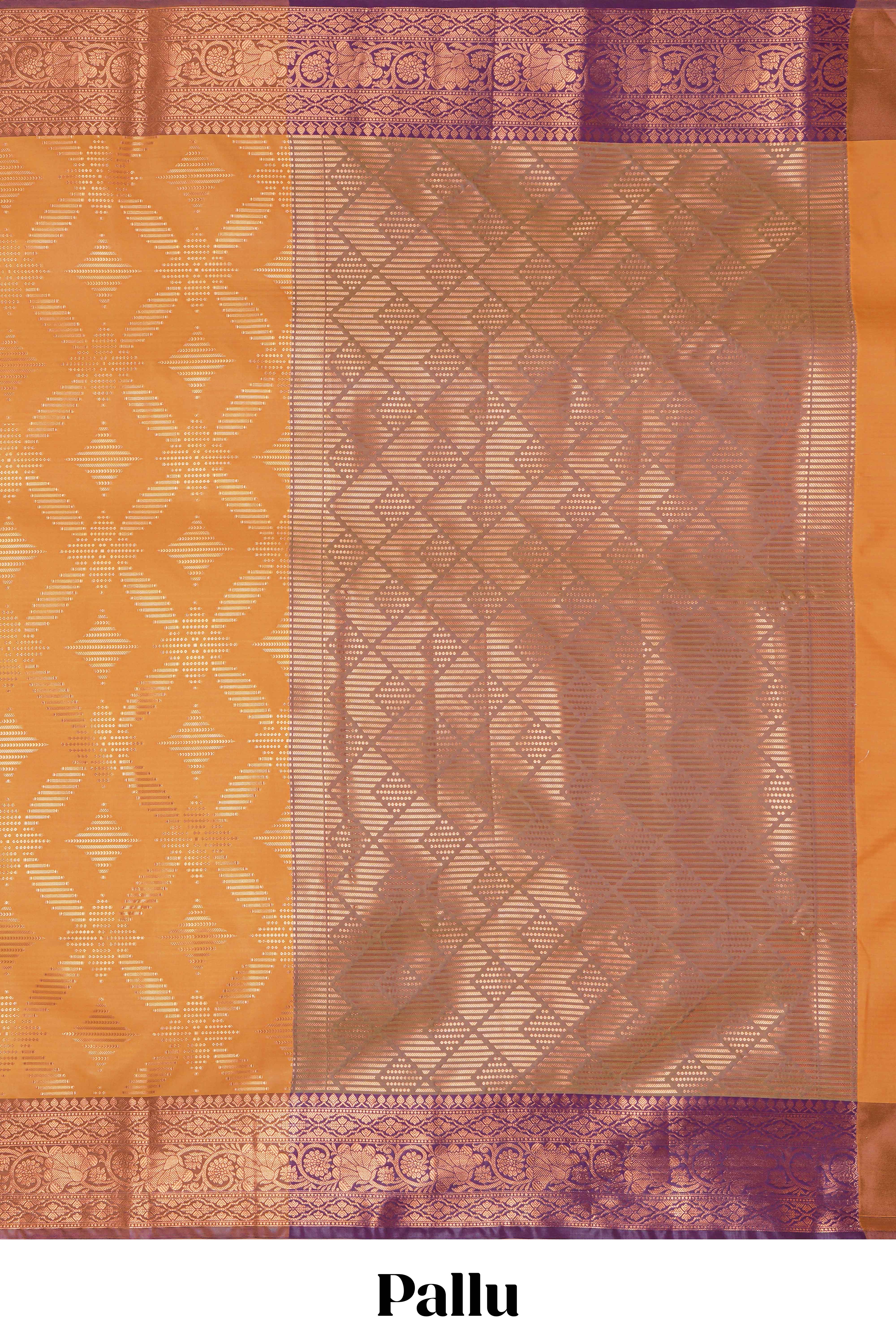Orange geometric zari design kathan silk saree with contrast zari borders and embroidery blouse
