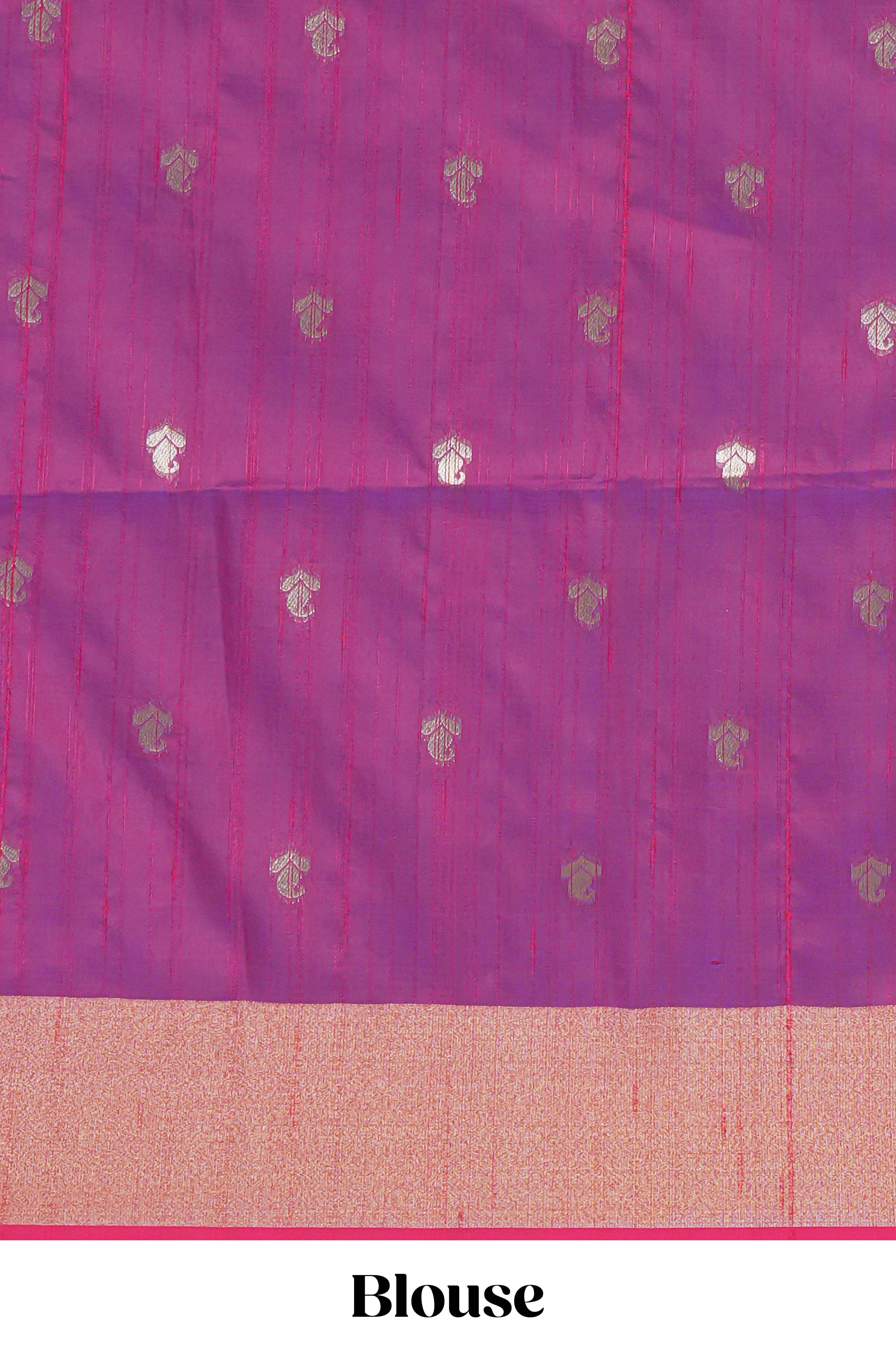 Green geometric motifs zari design kathan silk saree with contrast zari borders and motifs blouse
