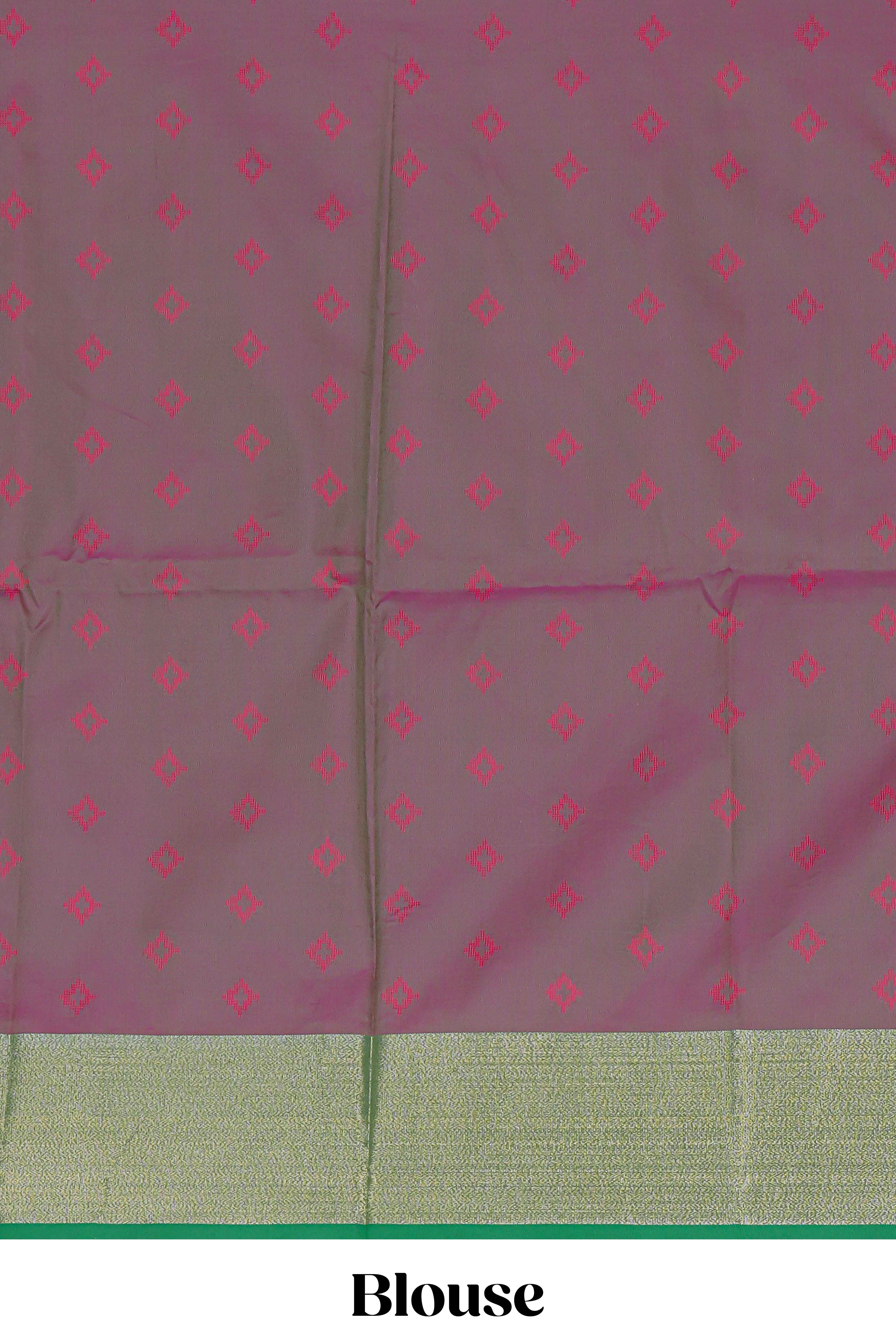 Pink motifs zari design kathan silk saree with contrast zari borders and motifs blouse