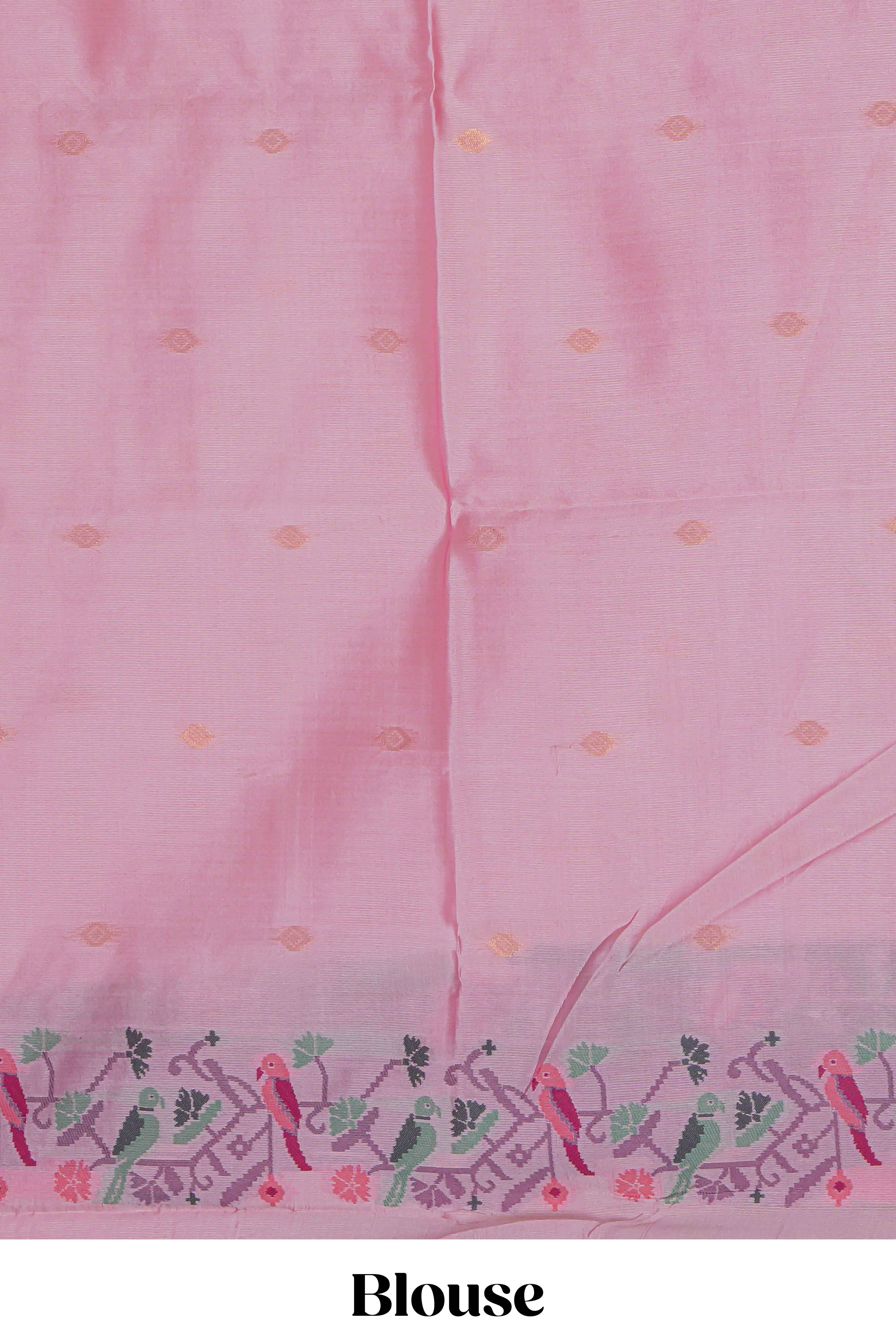 Purple zari striped design kathan silk saree with contrast zari borders and motifs blouse
