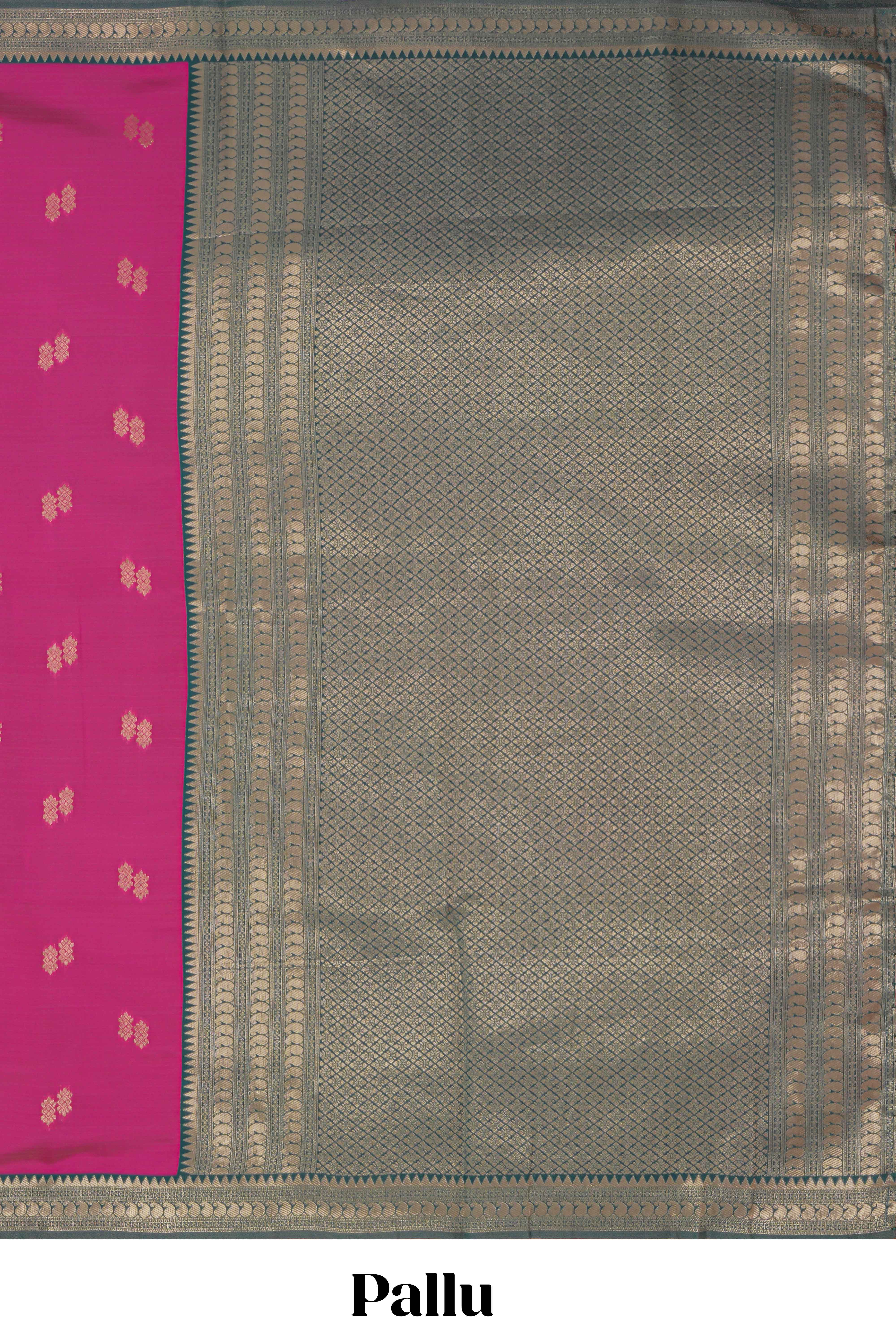 Pink zari motifs design kathan silk saree with contrast zari borders and blouse