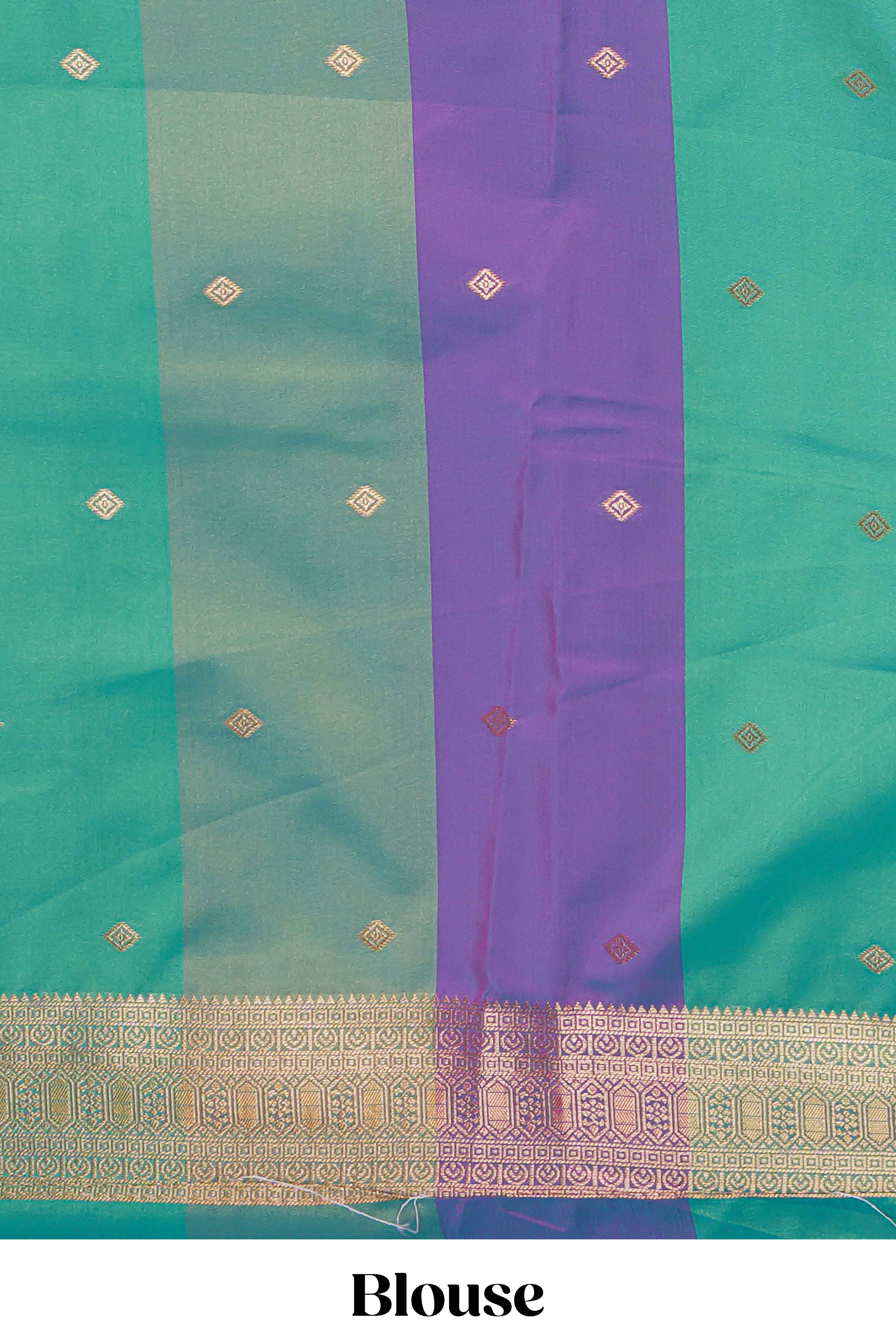 Multi color checked zari motifs design kathan silk saree with self zari borders and motifs blouse
