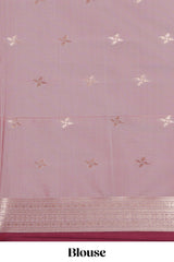 Maroon zari motifs design kathan silk saree with contrast zari borders and motifs blouse