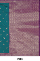 Green zari motifs design kathan silk saree with contrast zari borders and blouse