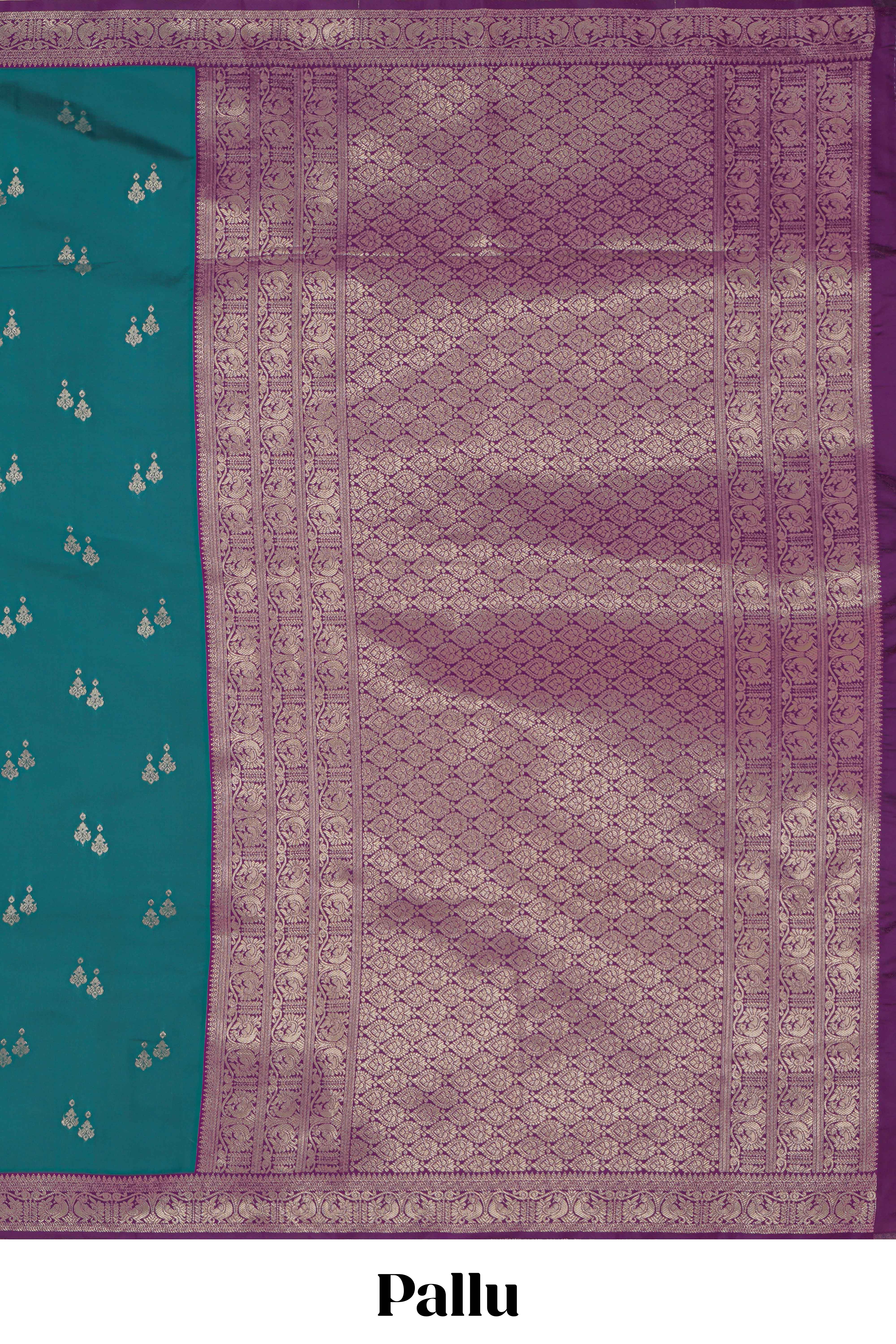 Green zari motifs design kathan silk saree with contrast zari borders and blouse