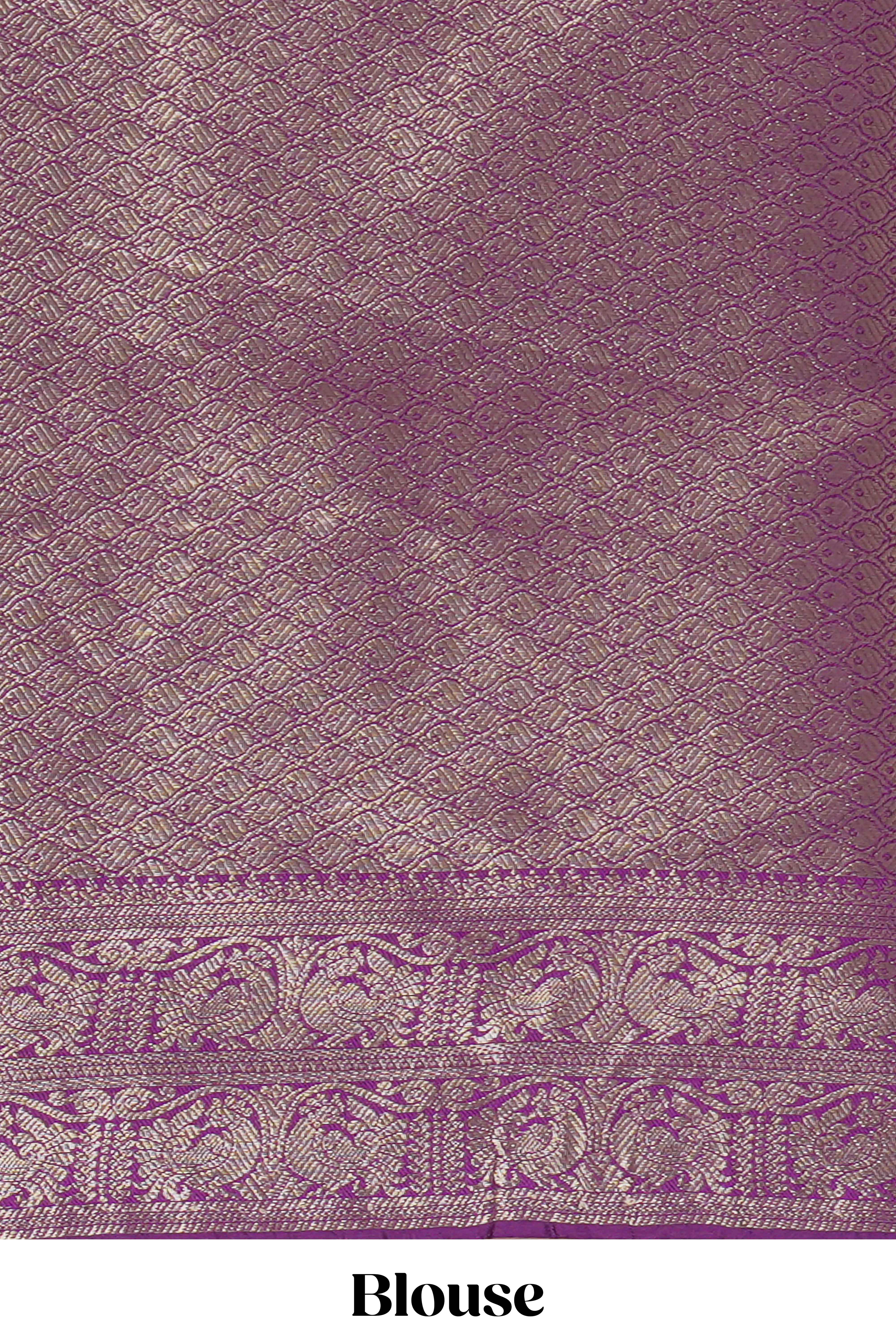 Green zari motifs design kathan silk saree with contrast zari borders and blouse