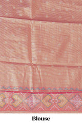 Green ikkat floral design kathan silk saree with contrast borders and motifs blouse