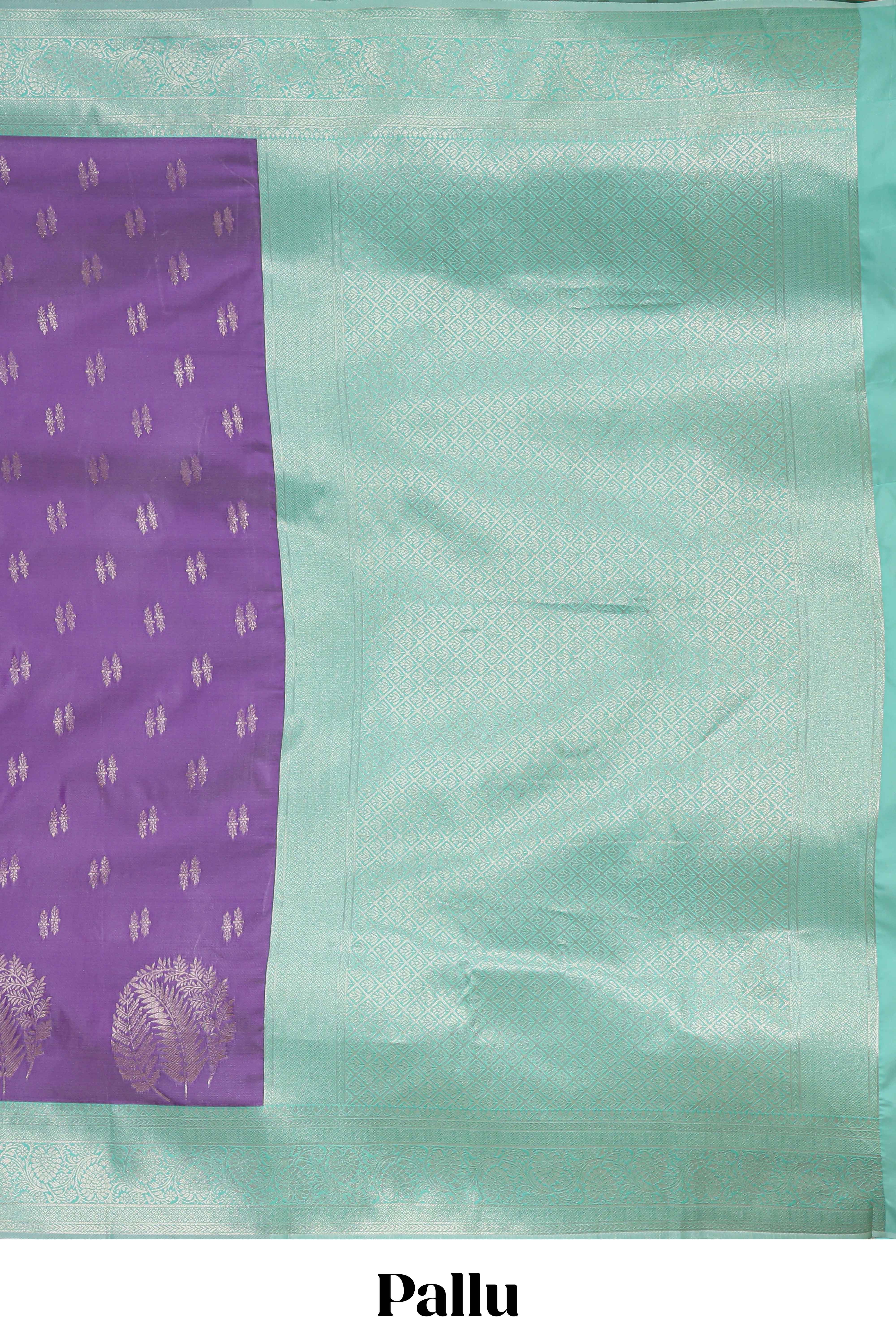 Lavender zari motifs design kathan silk saree with contrast borders and motifs blouse