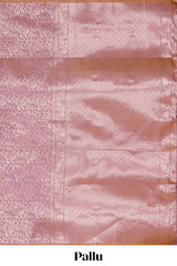 Borderless lavender floral zari design kathan silk saree with self pallu and motifs blouse