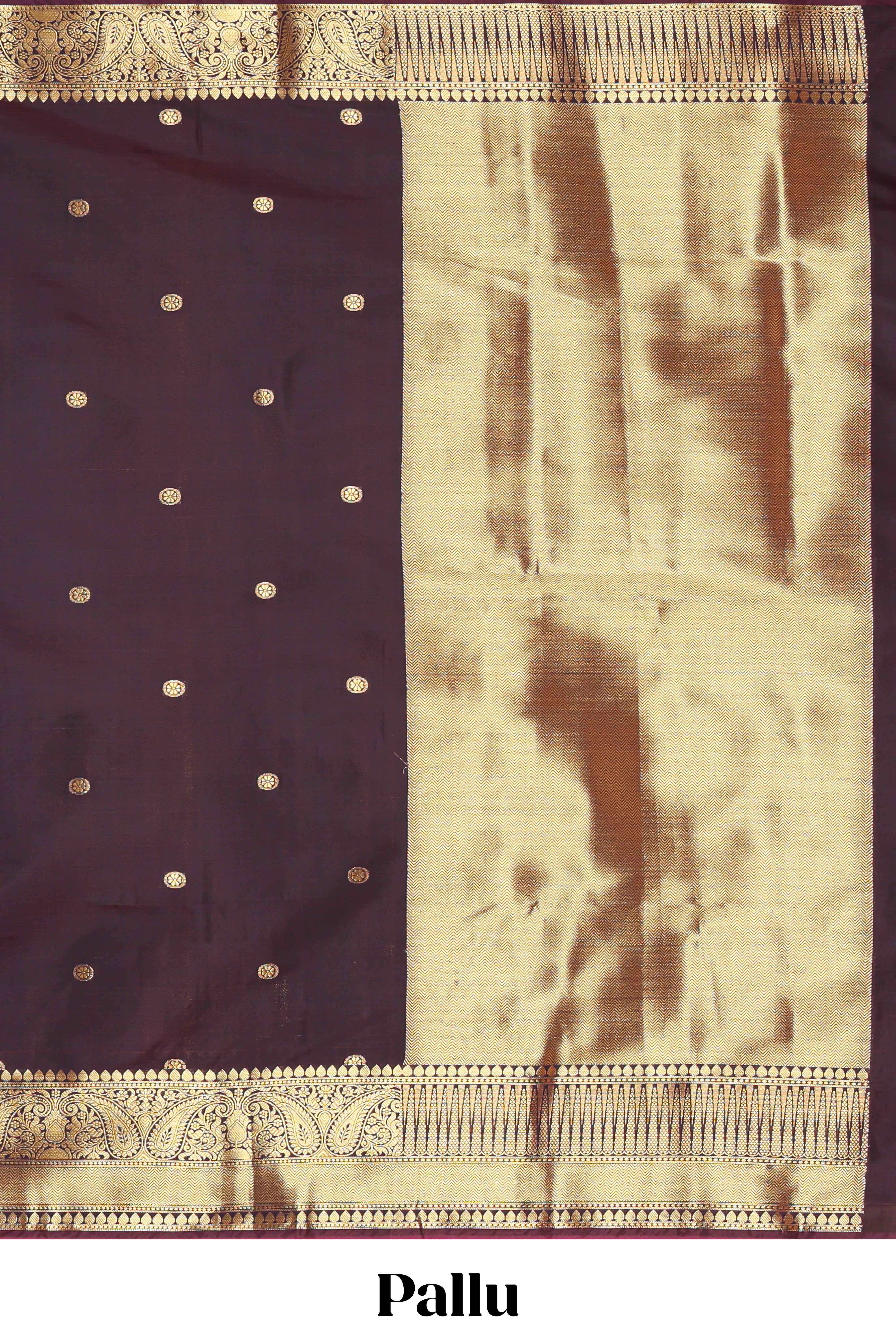 Plum purple zari motifs design kathan silk saree with self zari border and matching zari blouse