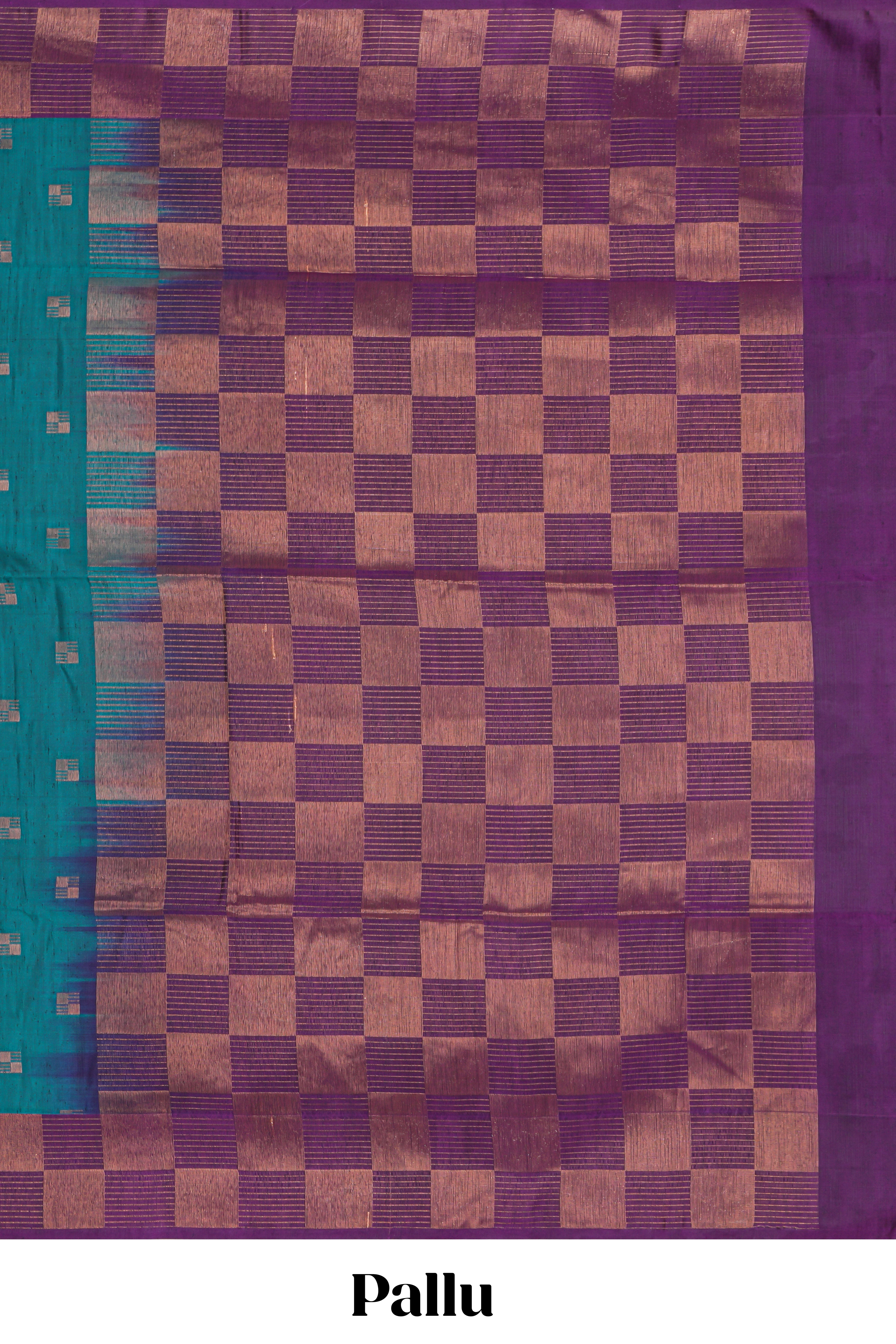 Midnight green zari motifs design kathan silk saree with contrast border and zari checked pallu