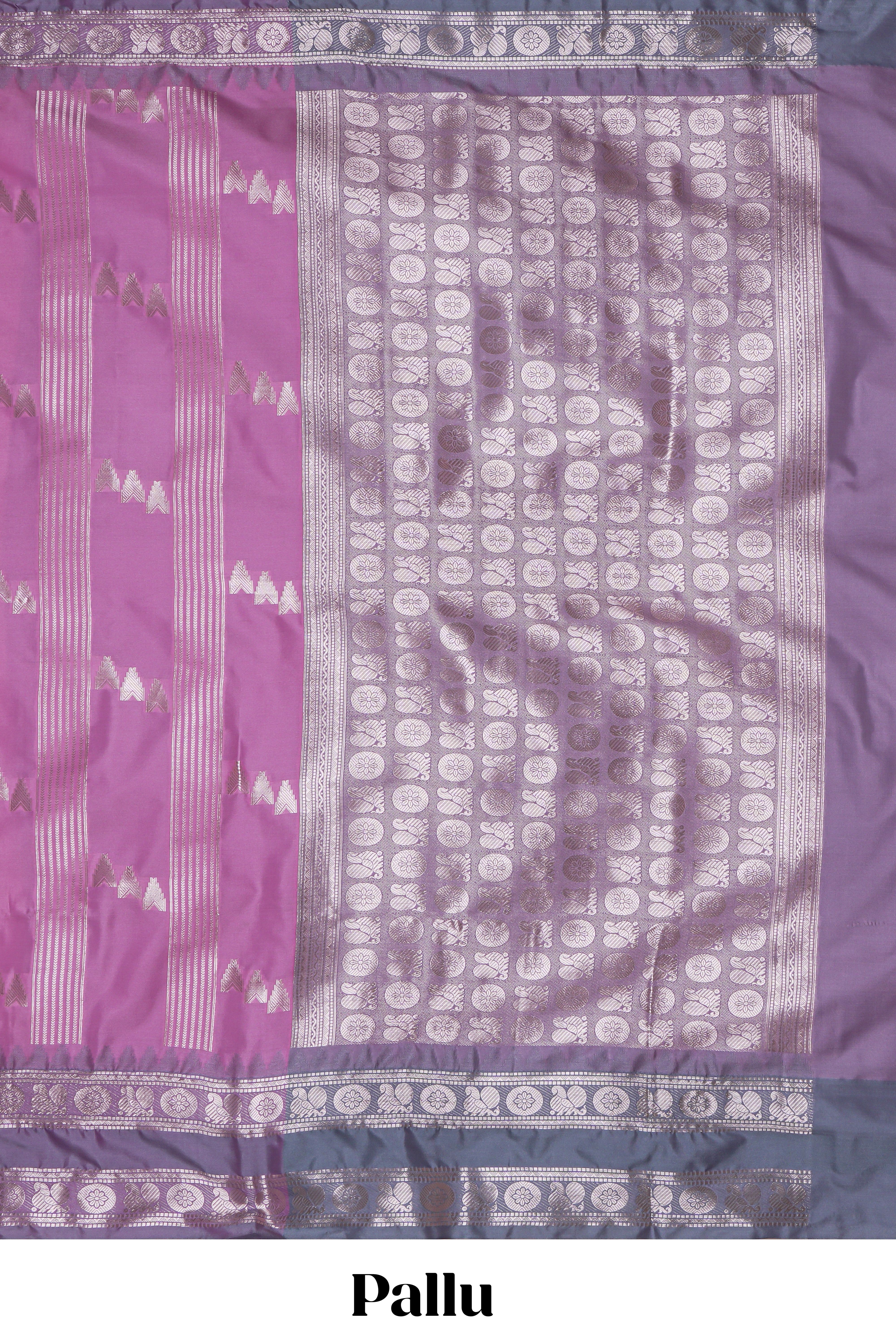 Pink geometric zari motifs design kathan silk saree with contrast border and matching blouse