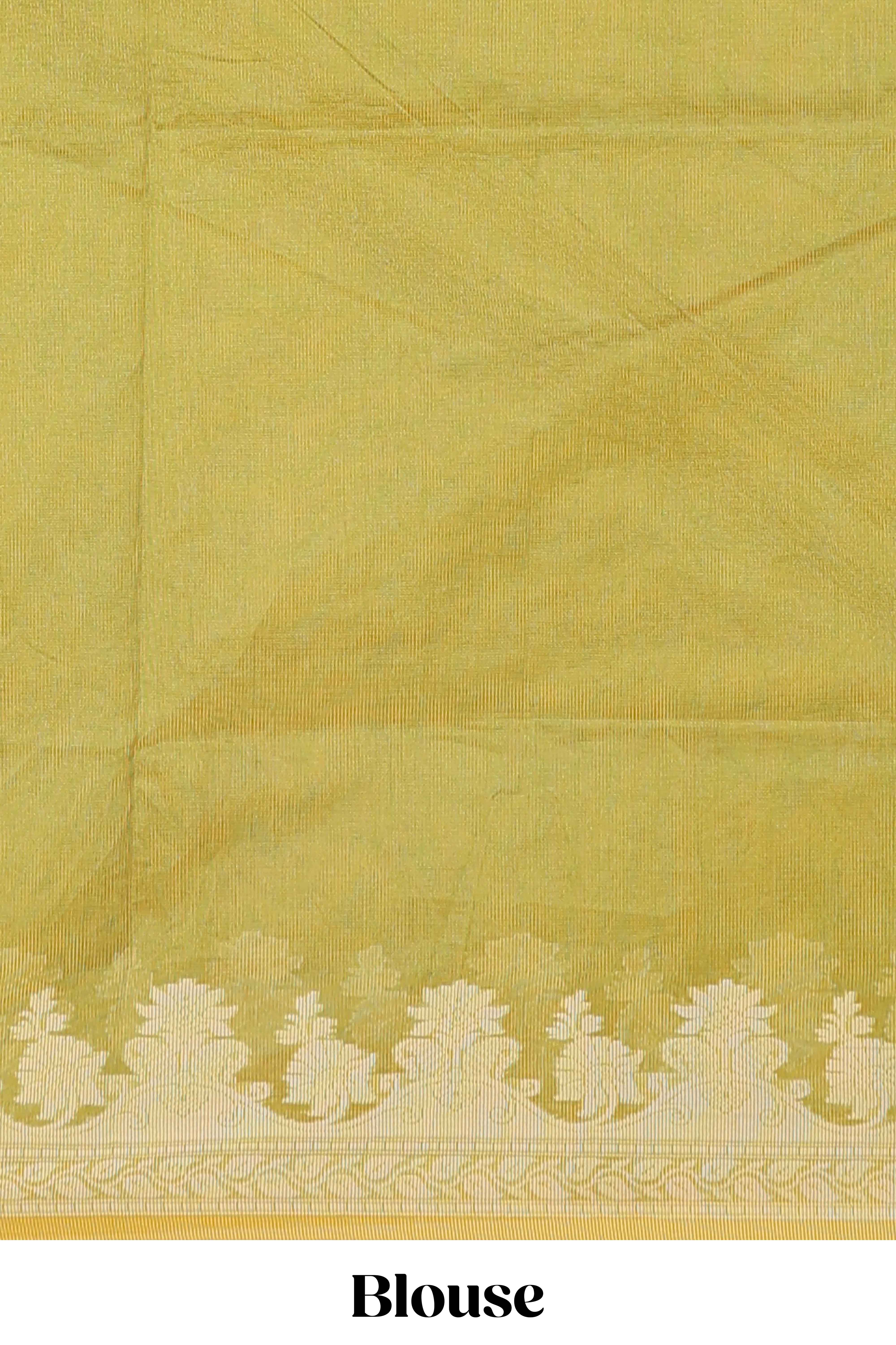 Green leaf design kota cotton saree with self border and matching blouse