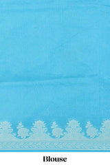 Blue leaf design kota cotton saree with self border and matching blouse