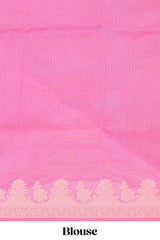 Pink leaf design kota cotton saree with self border and matching blouse