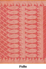 Red leaf design kota cotton saree with self border and matching blouse