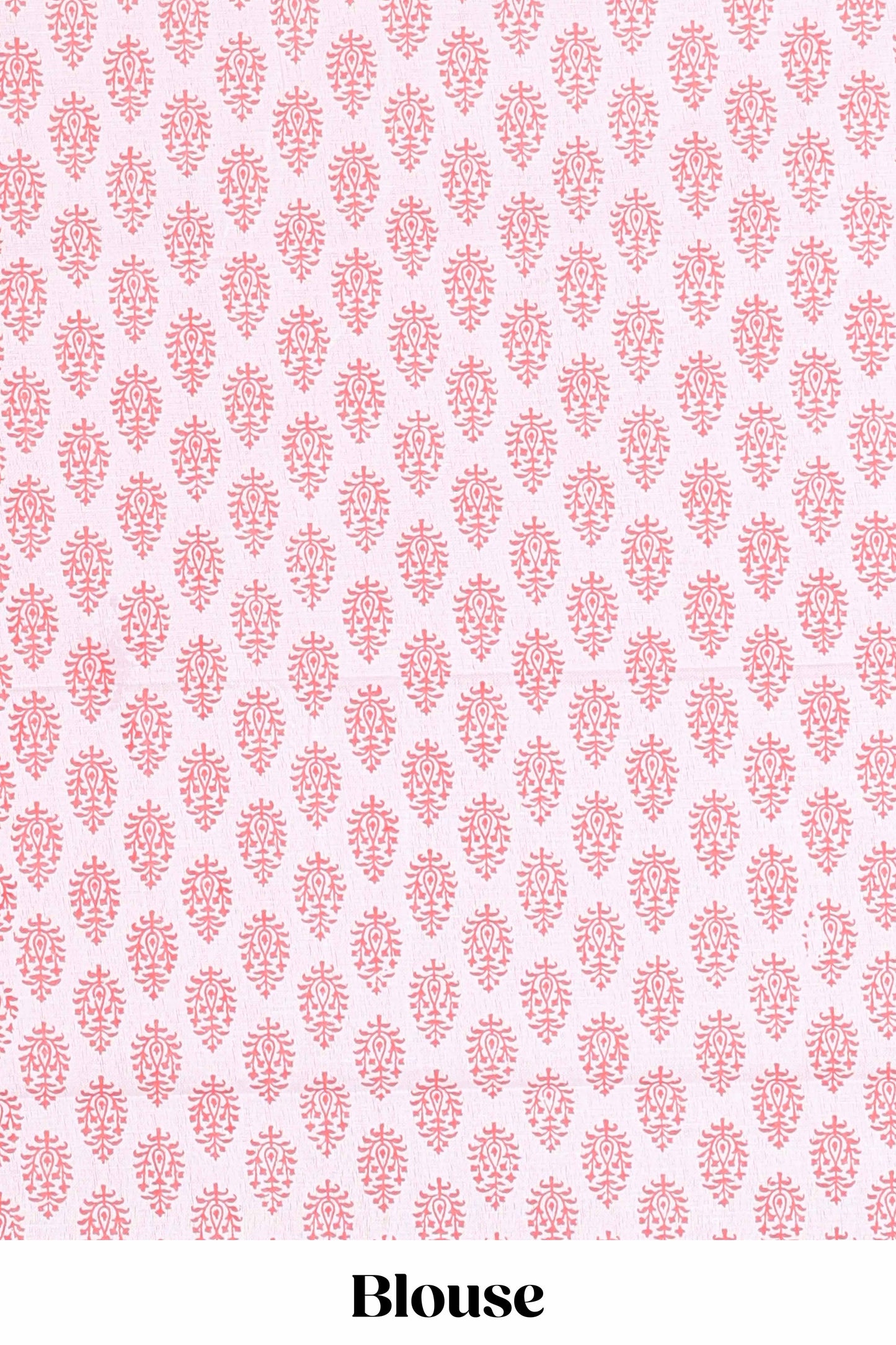 Pink checked design kota cotton saree with self border and contrast floral print blouse
