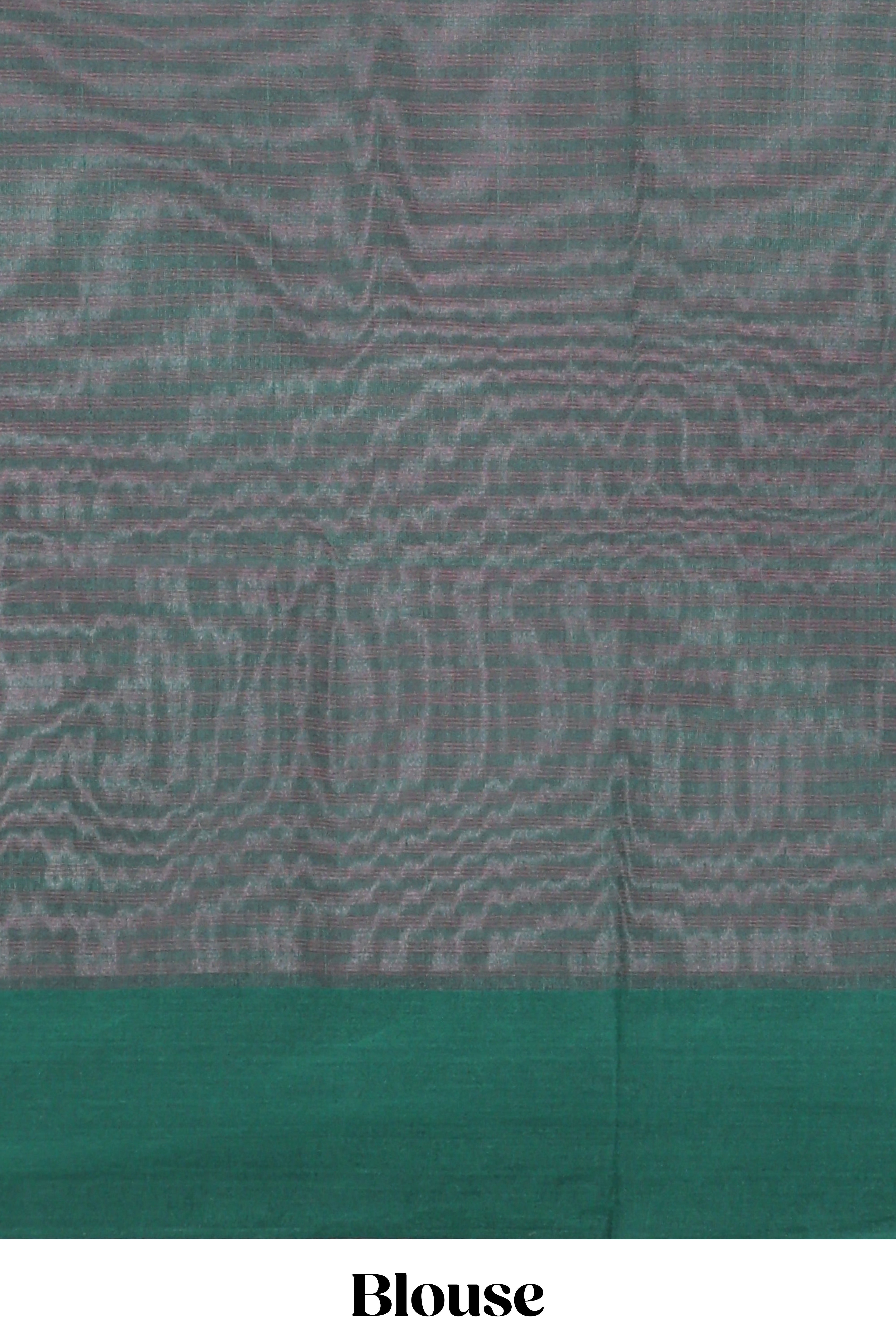 Pink checked floral design kota cotton saree with contrast border and striped blouse