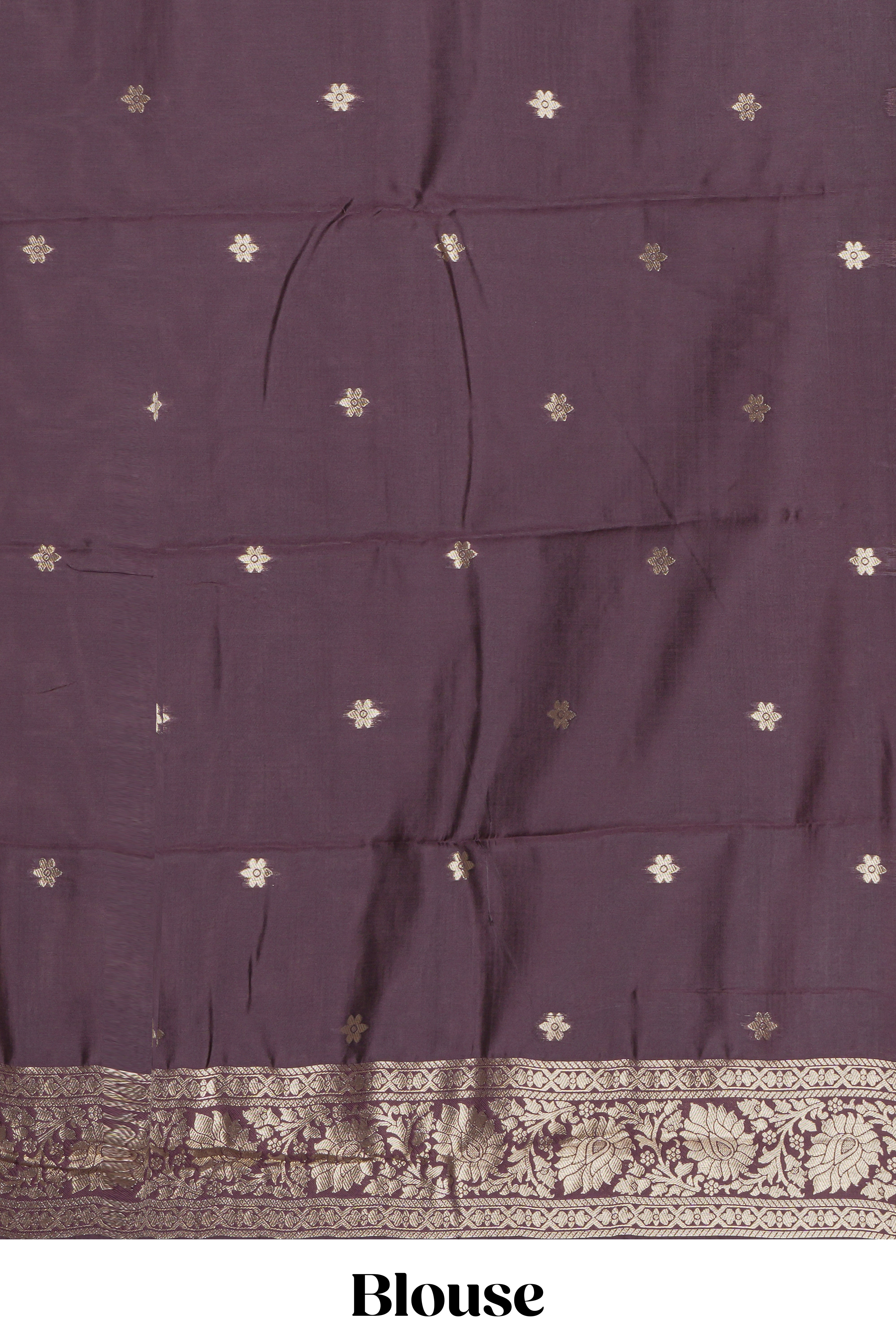 Lavender striped zari motifs design kota cotton saree with contrast zari border and motifs blouse