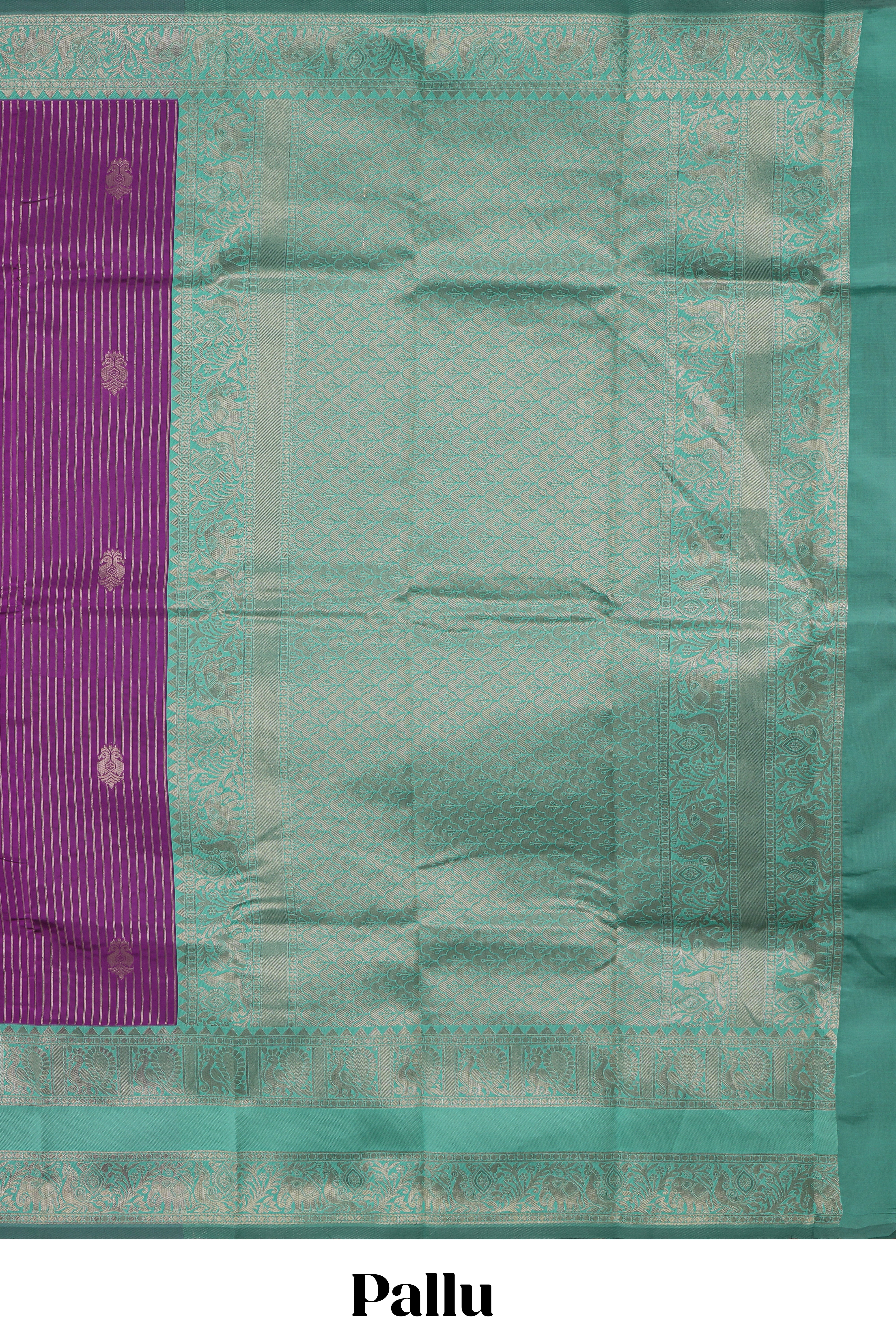 Purple striped zari motifs design kota cotton saree with contrast zari border and motifs blouse