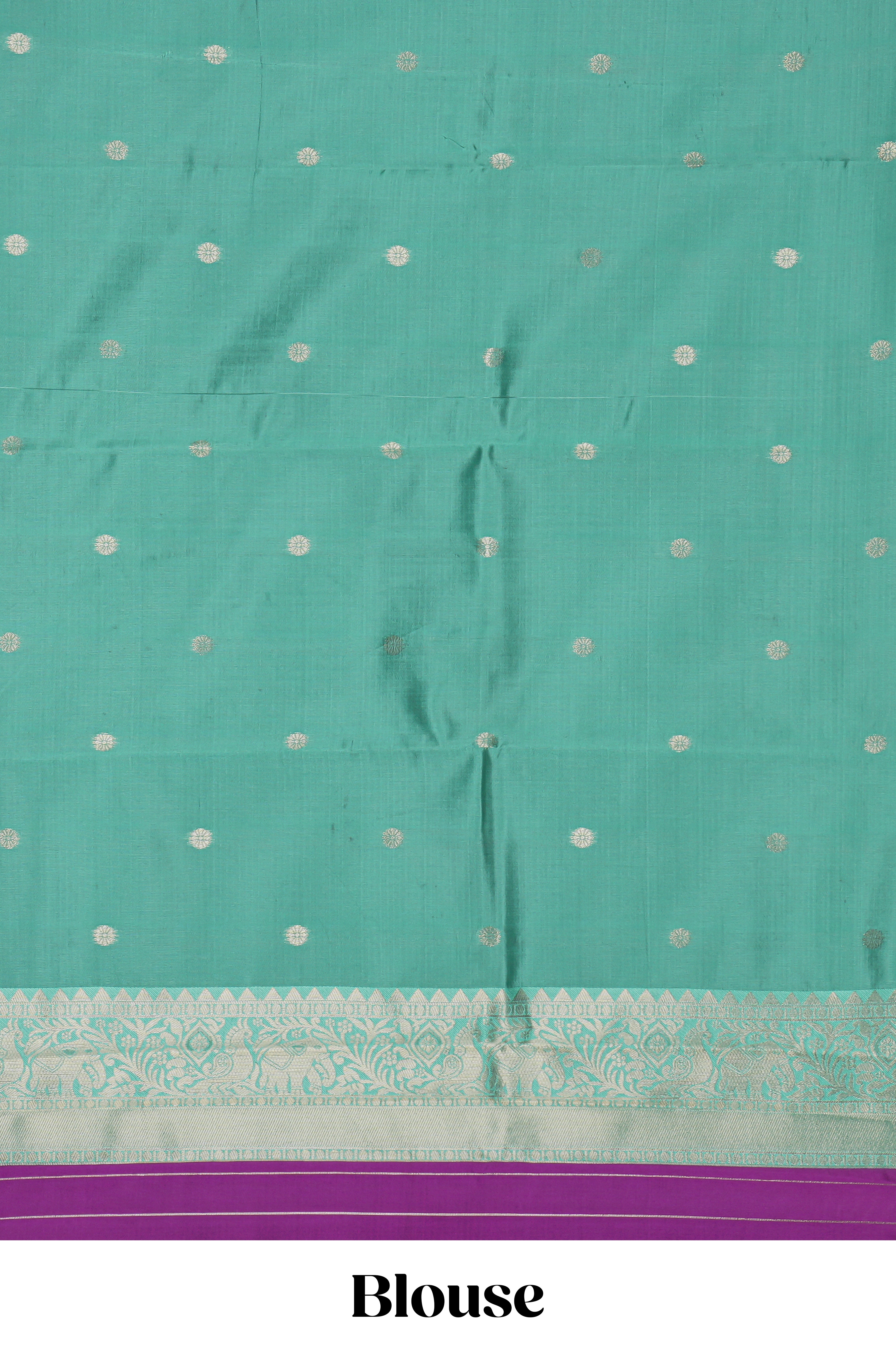 Purple striped zari motifs design kota cotton saree with contrast zari border and motifs blouse