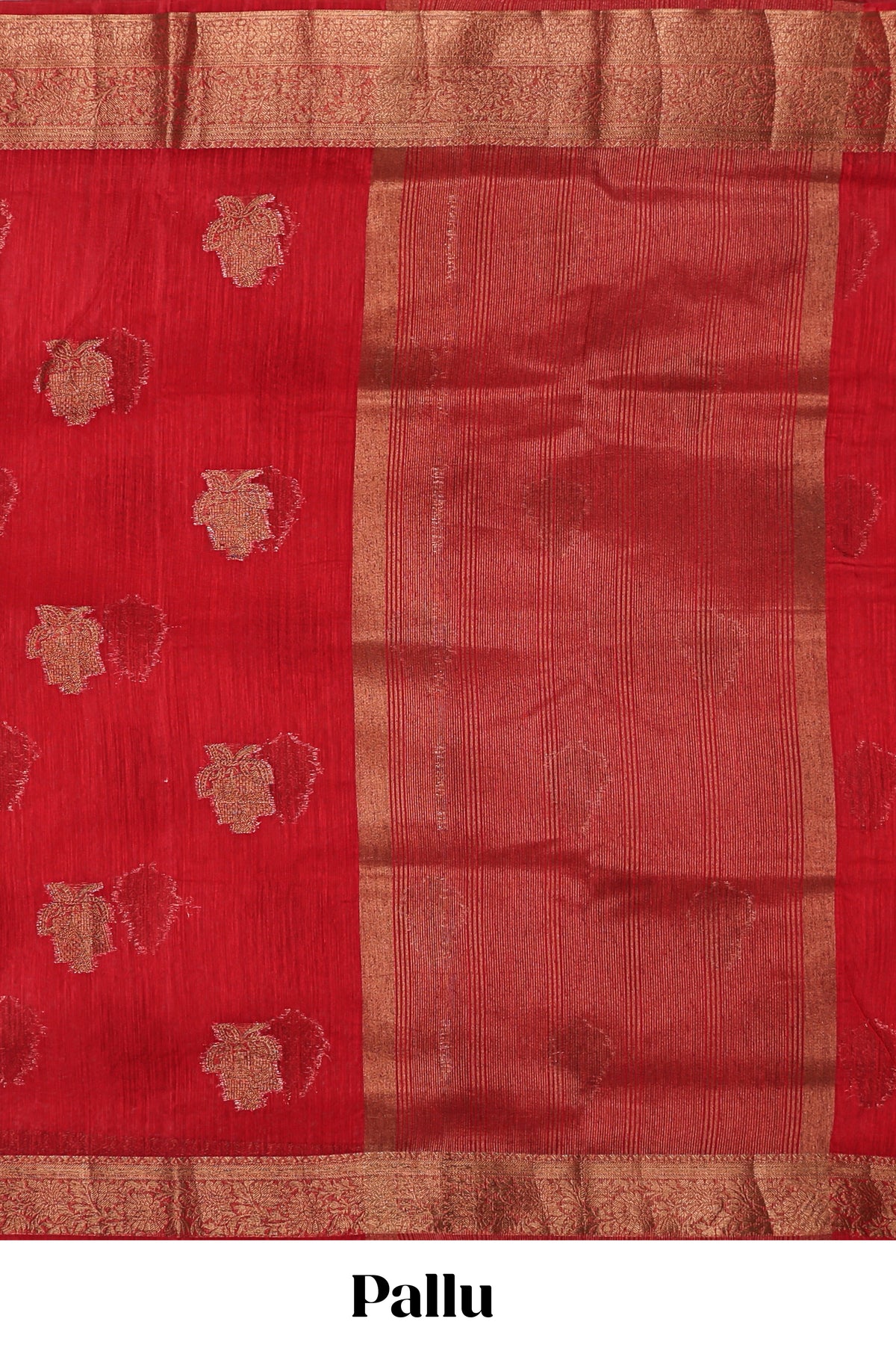 Red floral zari motifs design kota cotton saree with self zari border and matching motifs blouse