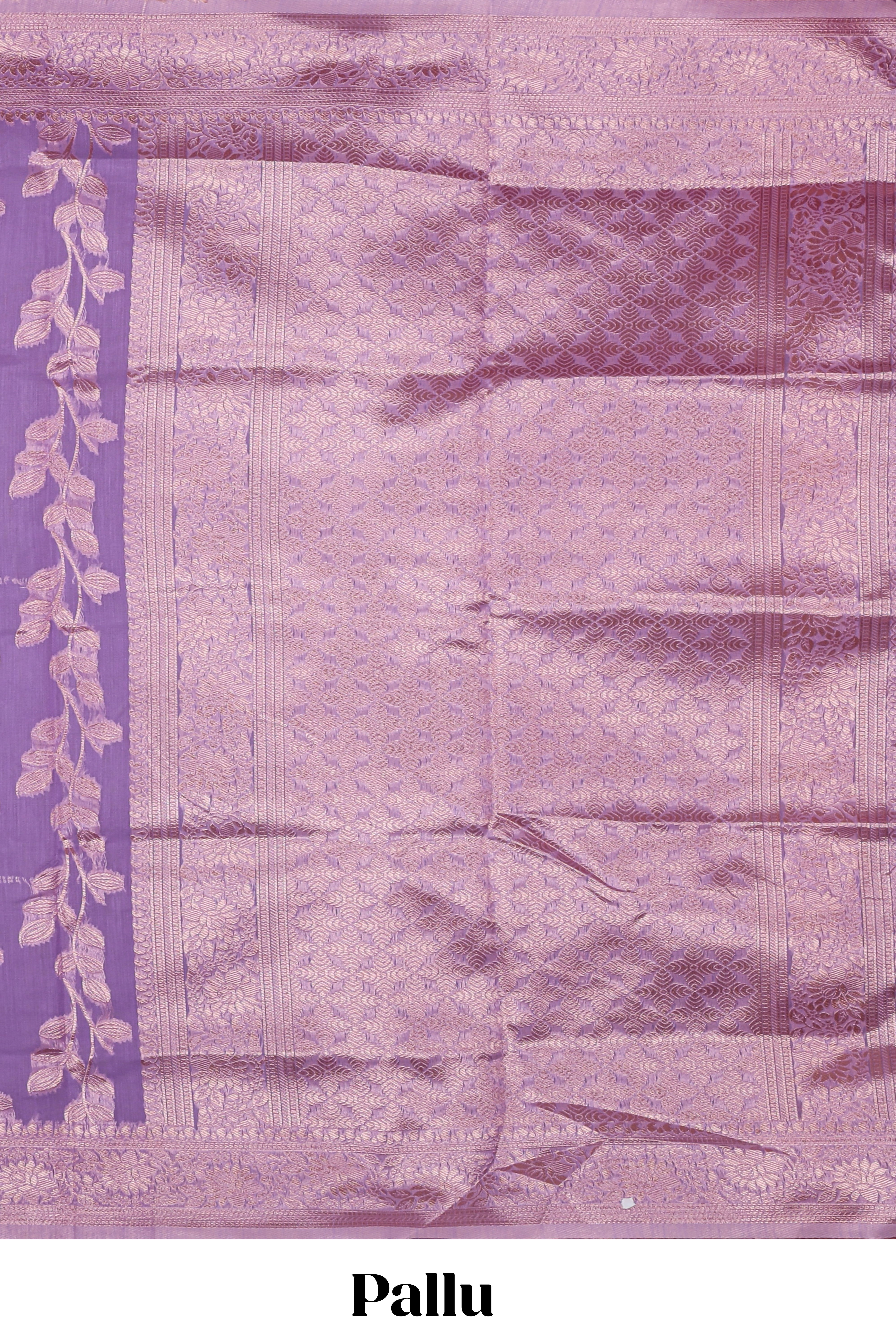 Lavender floral zari design kota cotton saree with self zari border and matching blouse