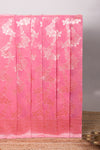 Pink floral zari design kota cotton saree with self zari border and matching blouse