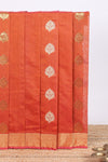 Bright Orange floral zari motifs kota cotton saree with self zari border and contrast blouse