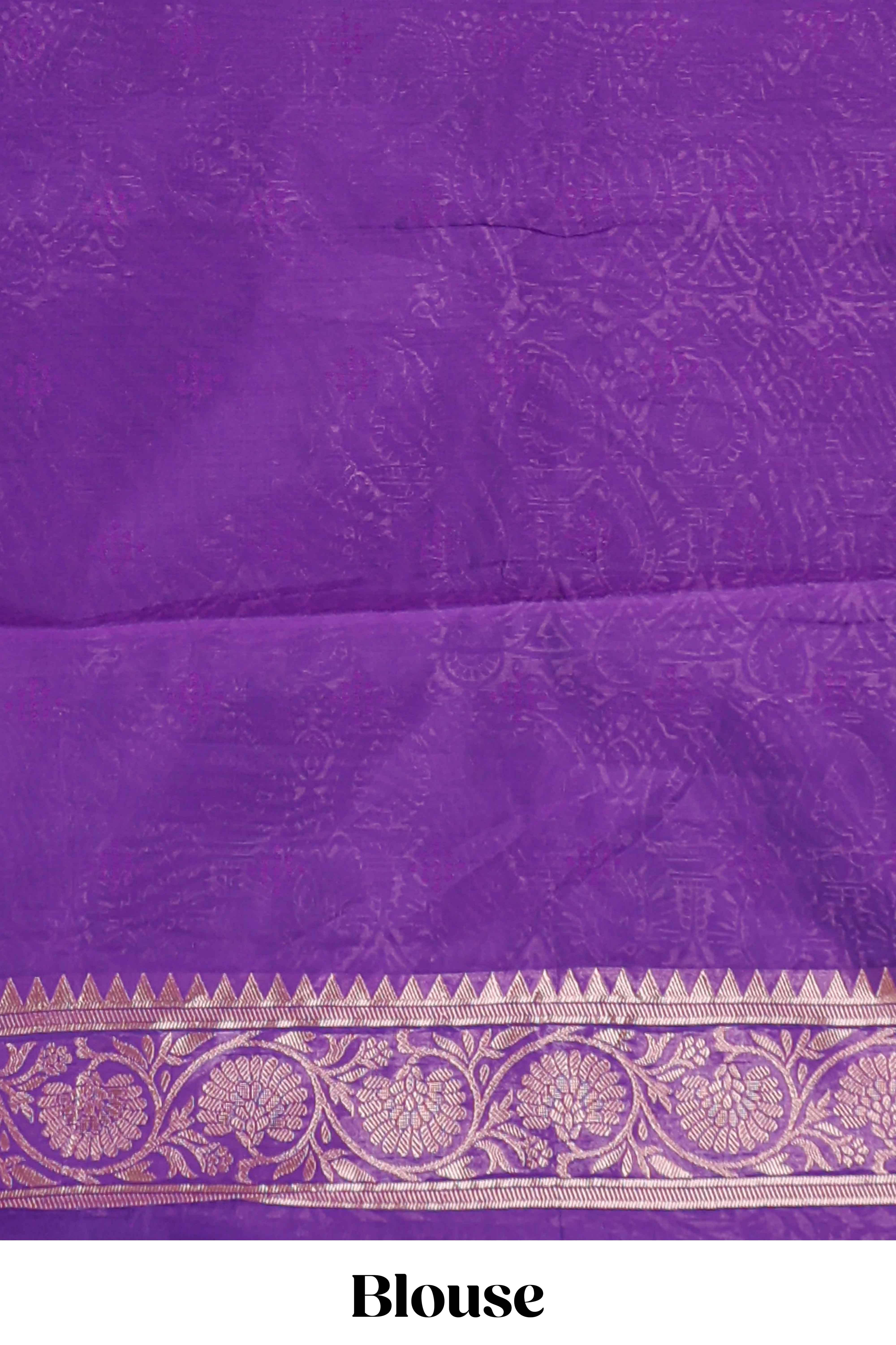 Pink floral motifs design kota cotton saree with self zari border and contrast blouse