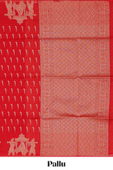 Bright red paithani design motifs kota cotton saree with self border with beautiful palak motifs and contrast blouse