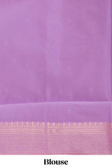 Blue floral motifs design kota cotton saree with contrast zari border and blouse