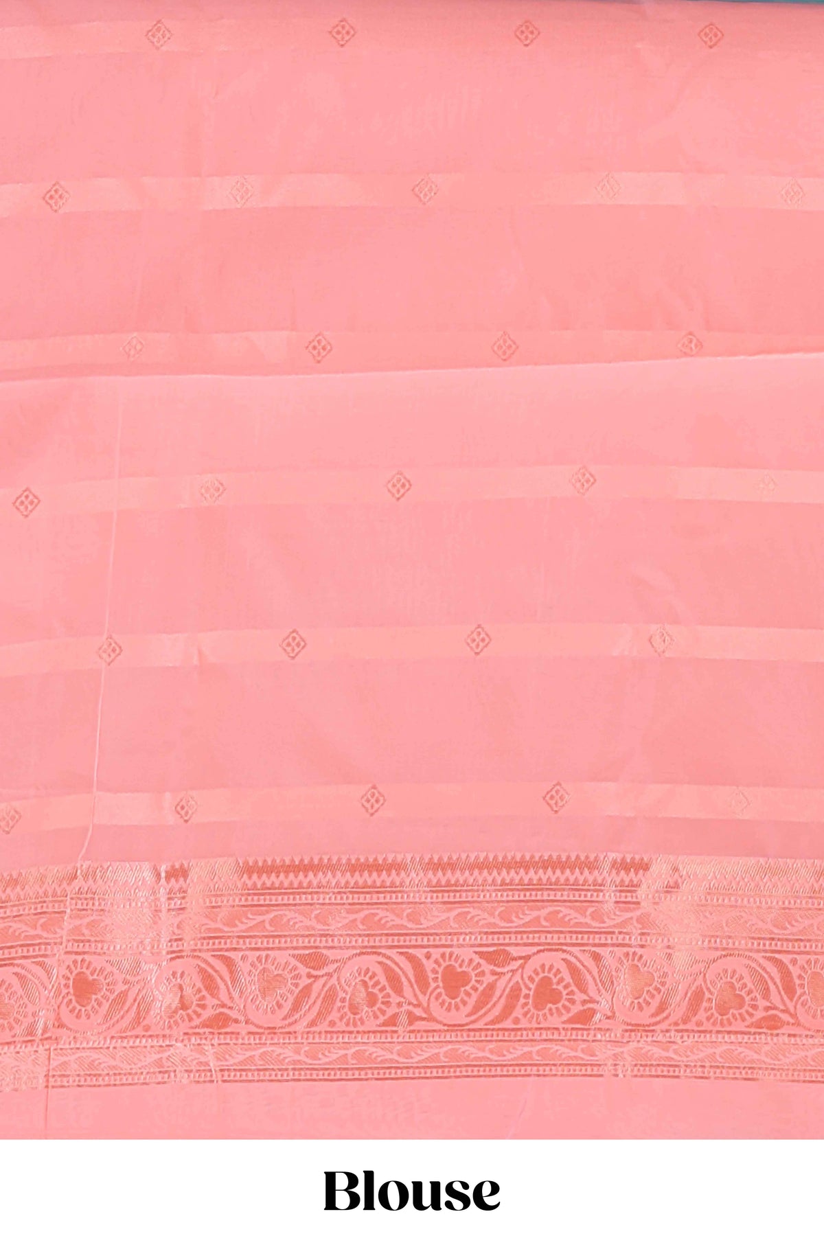Blue geometric motifs design kota cotton saree with self zari border and contrast blouse