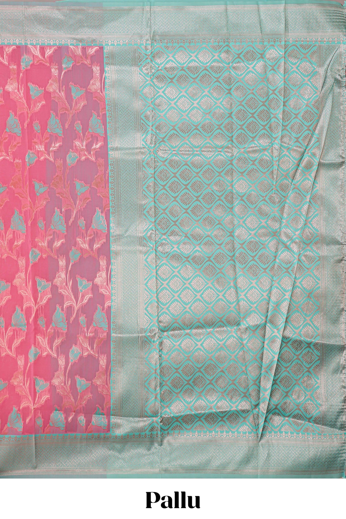 Pink floral motifs design kota cotton saree with contrast zari border and blouse