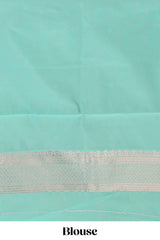 Pink floral motifs design kota cotton saree with contrast zari border and blouse