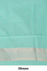 Yellow floral motifs design kota cotton saree with contrast zari border and blouse