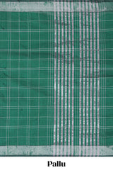 Green checked kovai cotton saree with self border and matching blouse