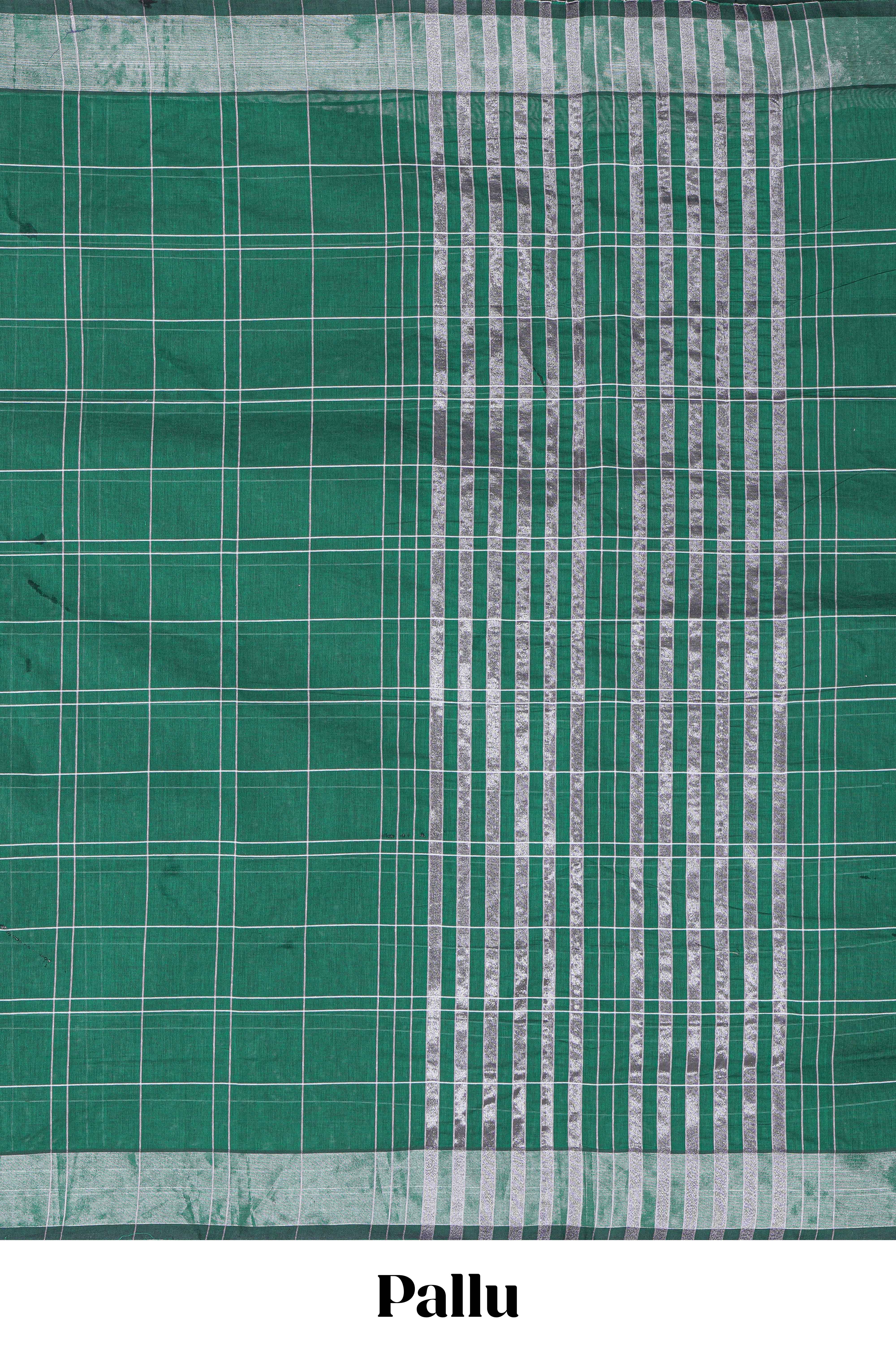 Green checked kovai cotton saree with self border and matching blouse