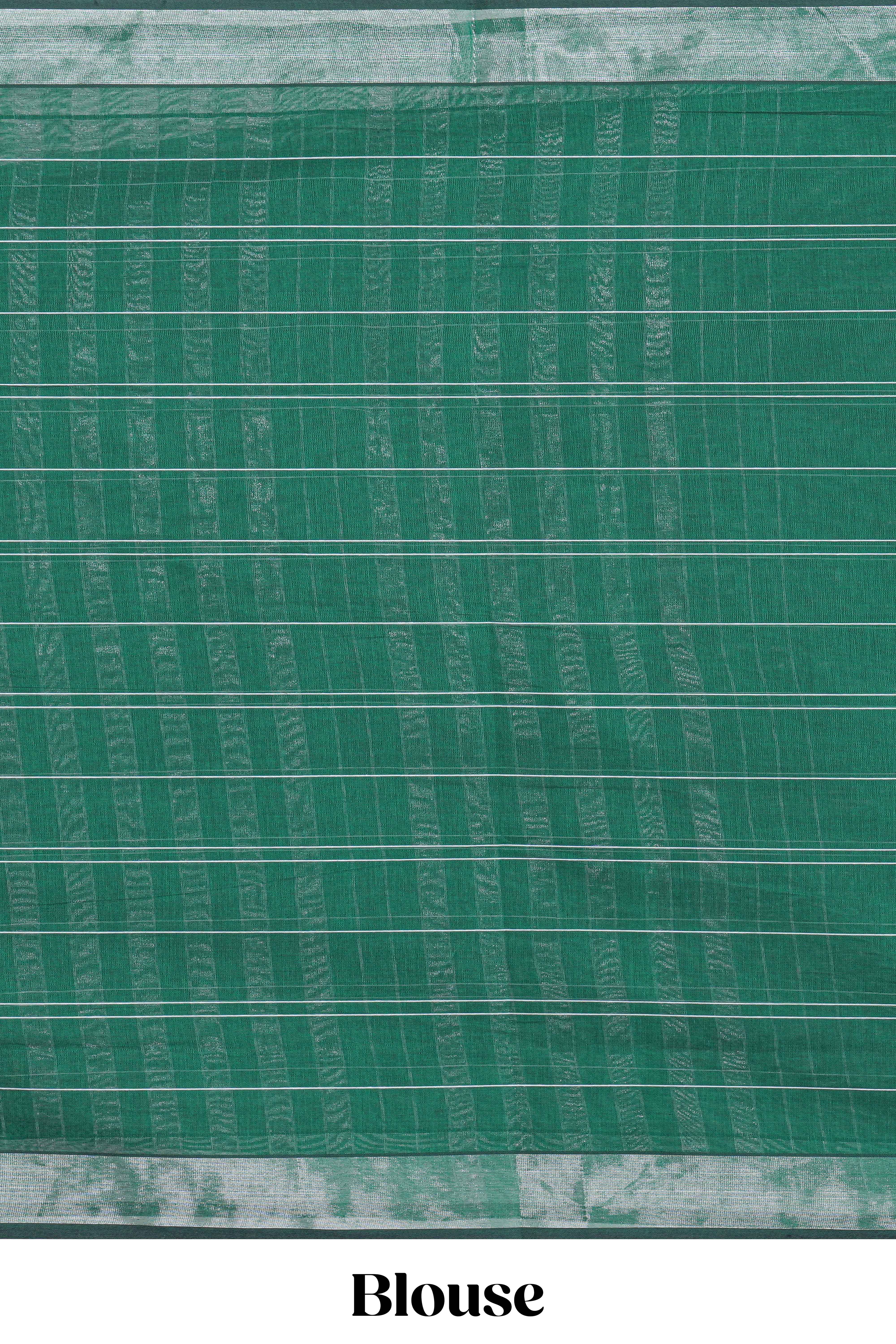 Green checked kovai cotton saree with self border and matching blouse