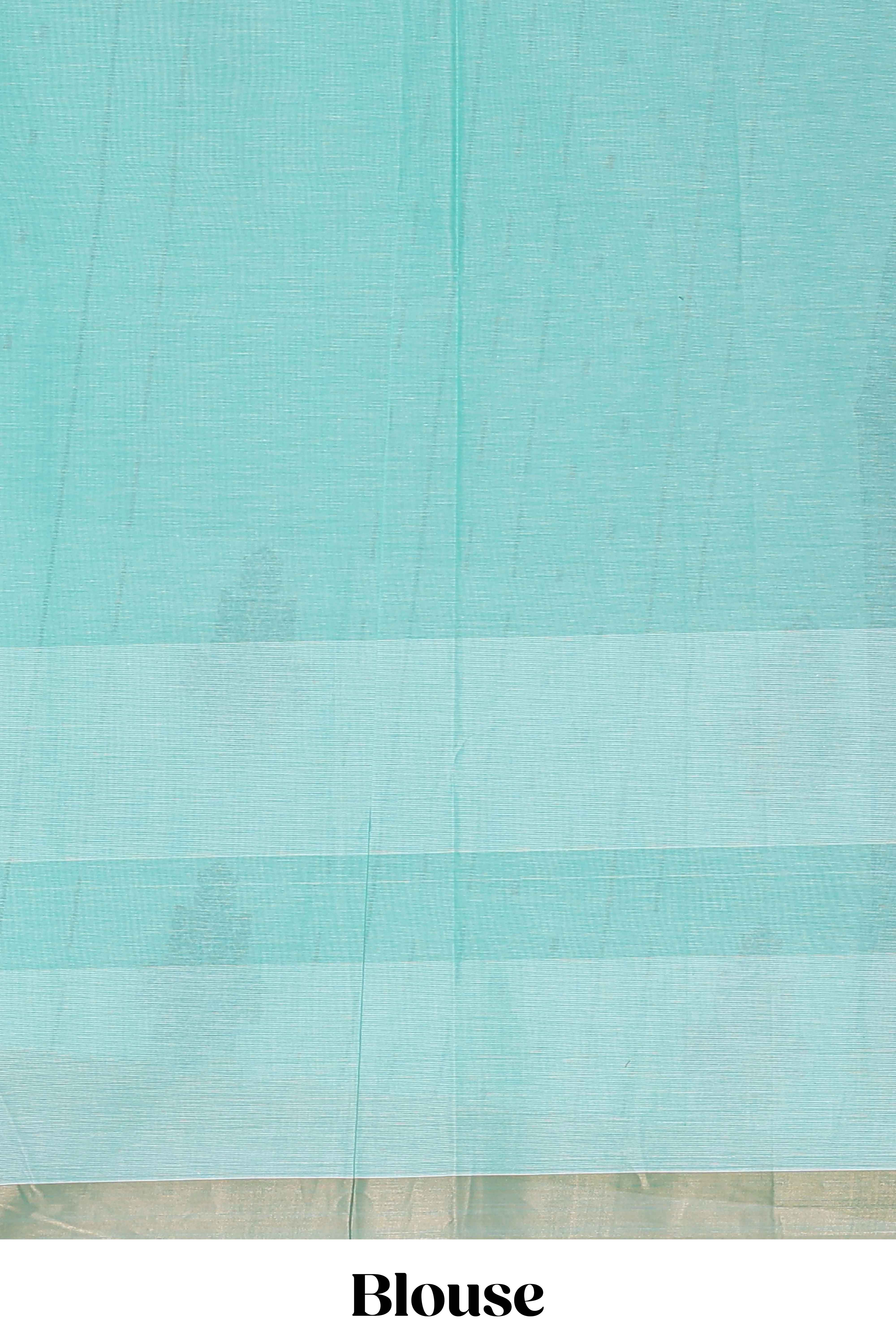 Light blue butta motif designs kovai cotton saree with contrast zari border and matching blouse