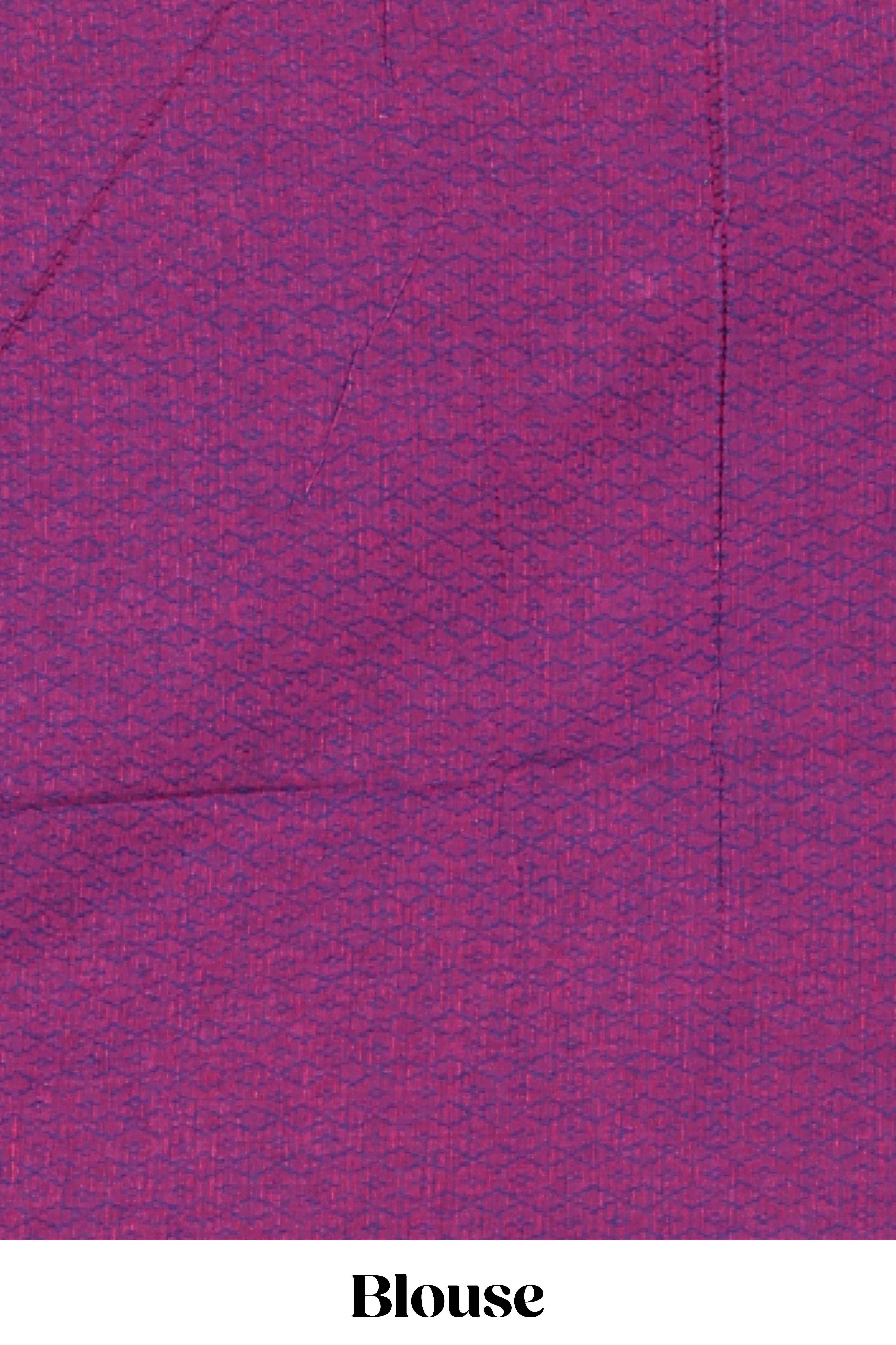 Lavender floral and striped kovai cotton saree with self border and contrast blouse